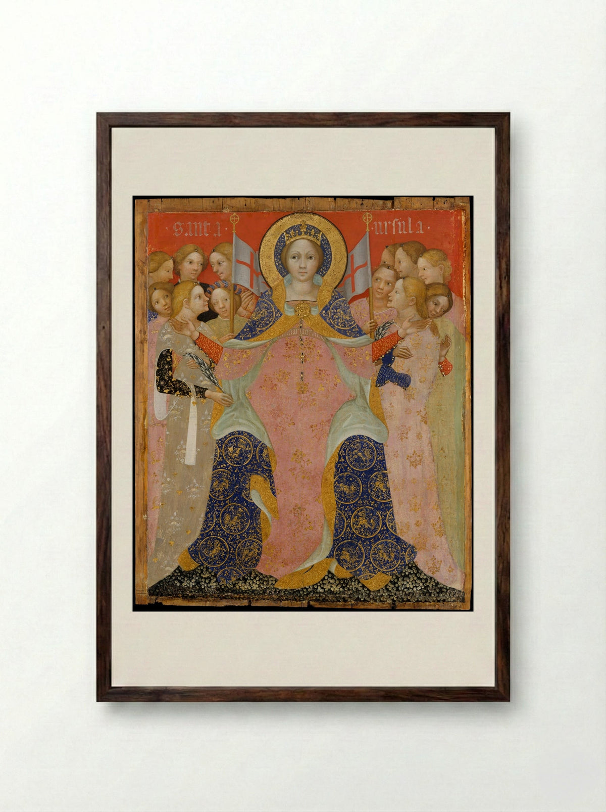 Saint Ursula and Her Maidens - Niccolò di Pietro - Framed Print Dark Wood