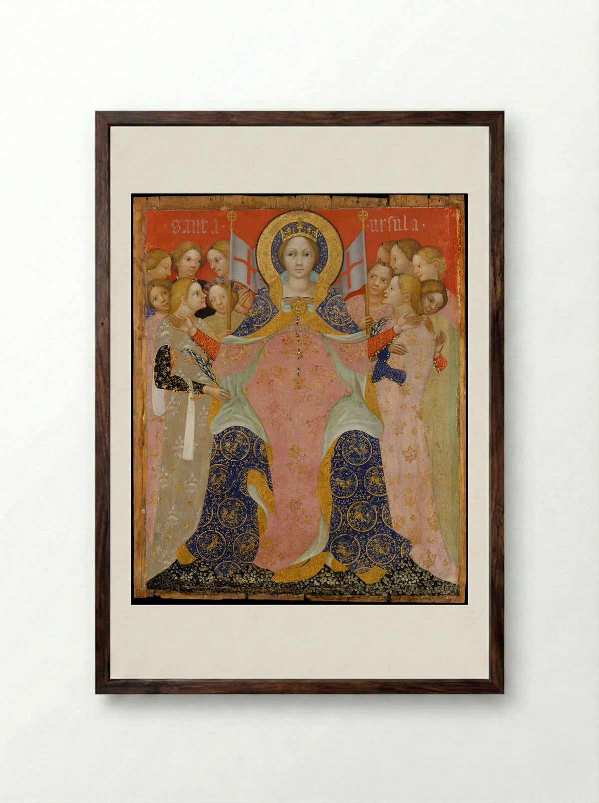 Saint Ursula and Her Maidens - Niccolò di Pietro - Framed Print Dark Wood
