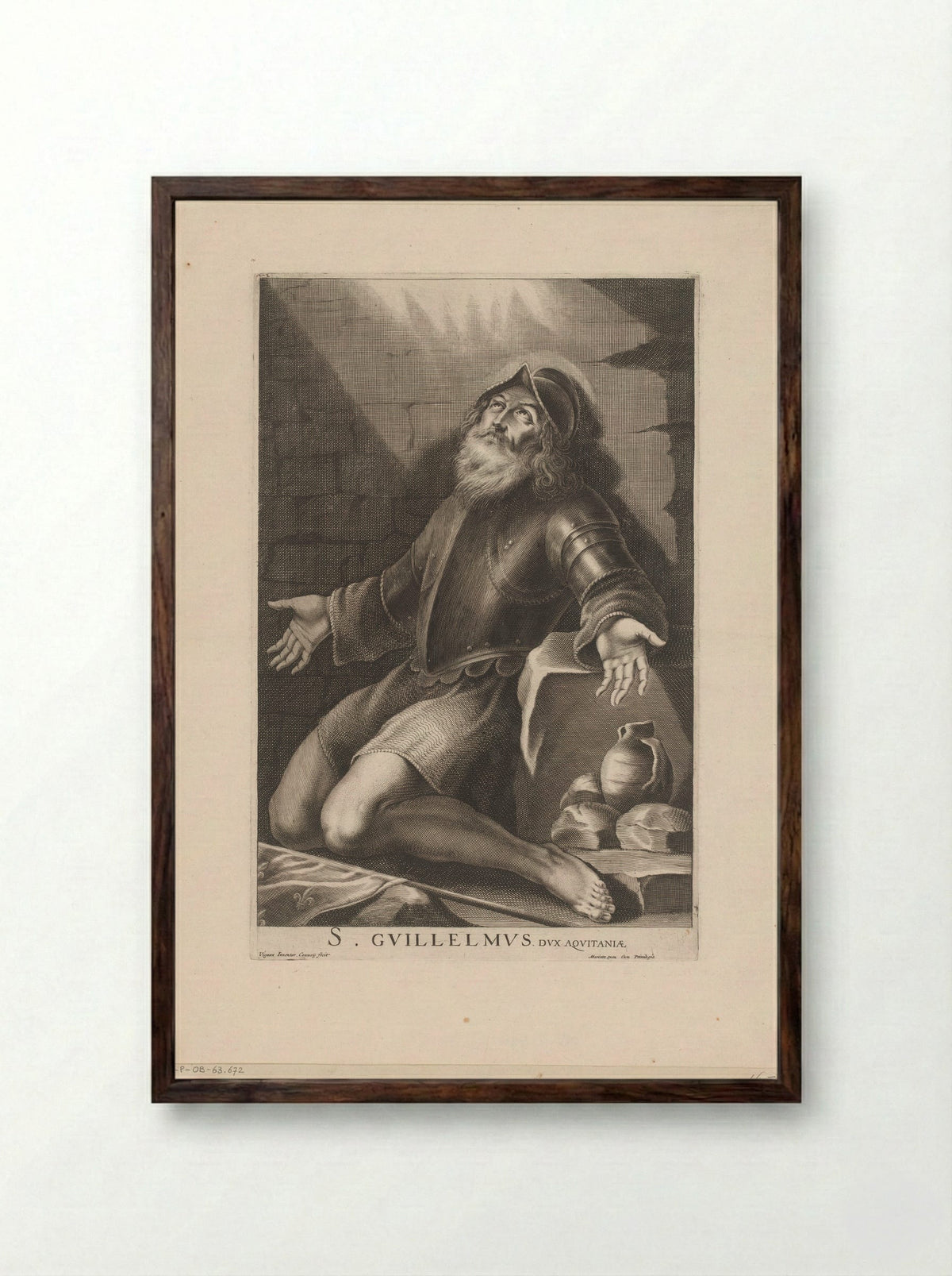 Saint William of Aquitaine - Jean Couvay - Framed Print Dark Wood