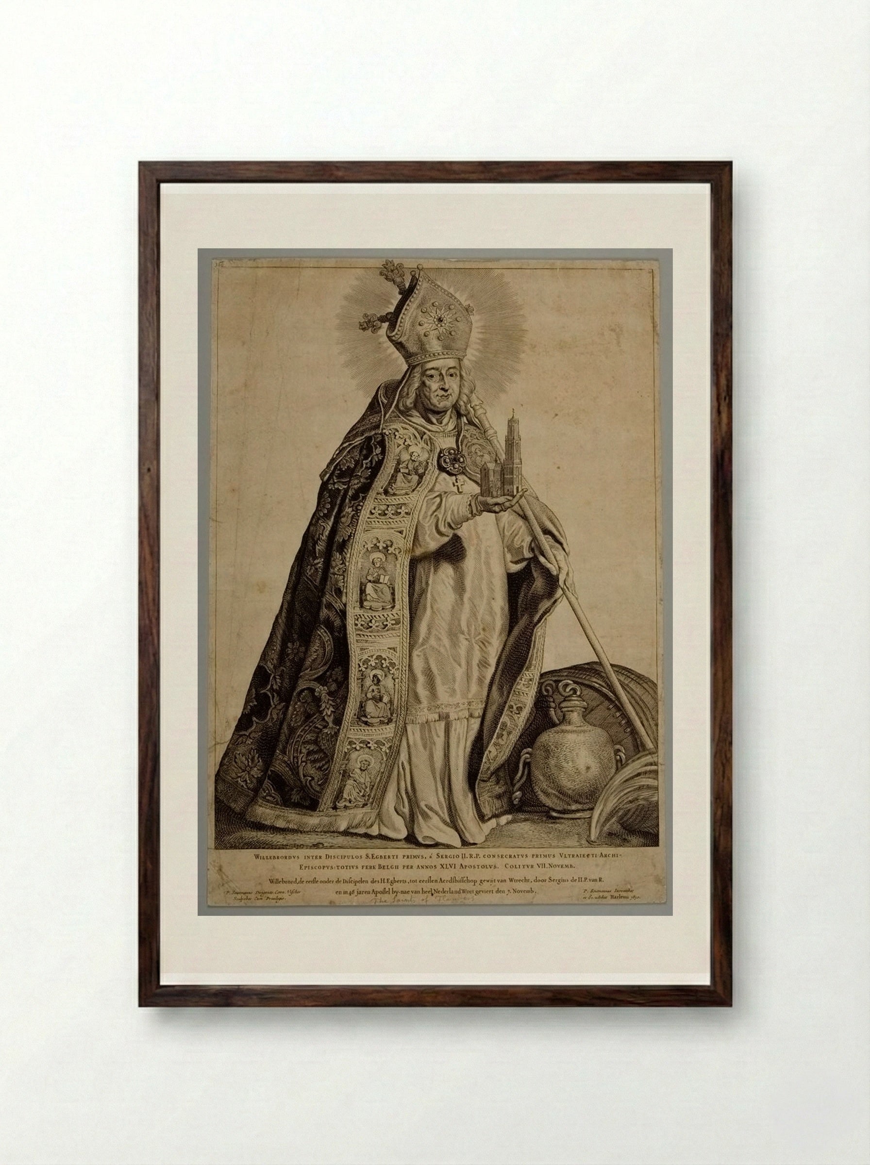 Saint Willibrord - Cornelis Visscher - Framed Print Dark Wood
