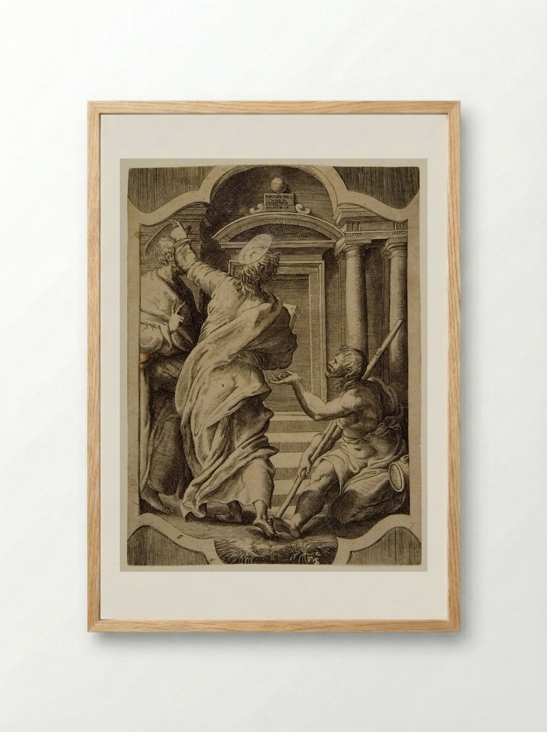 Saints Peter and John Healing the Cripple - Giulio Bonasone - Framed Print Wood