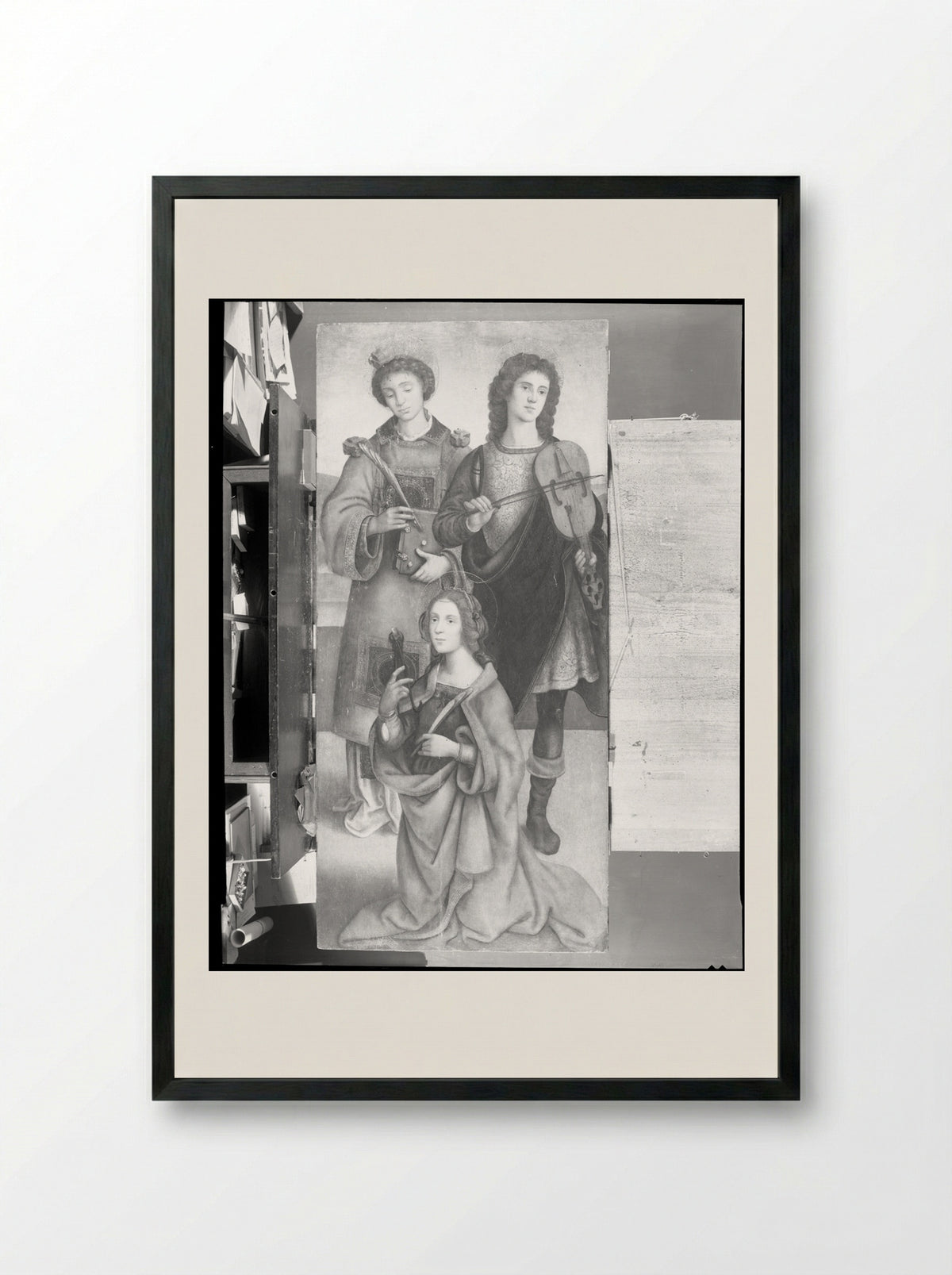 Saints Stephen, Genesio and Apollonia - Raffaellino del Garbo - Framed Print Black