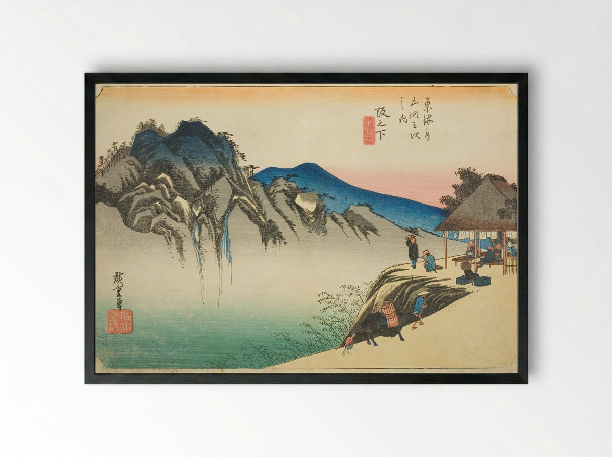 Sakanoshita: Peak of Fudesute Mountain - Utagawa Hiroshige - Framed Print Black