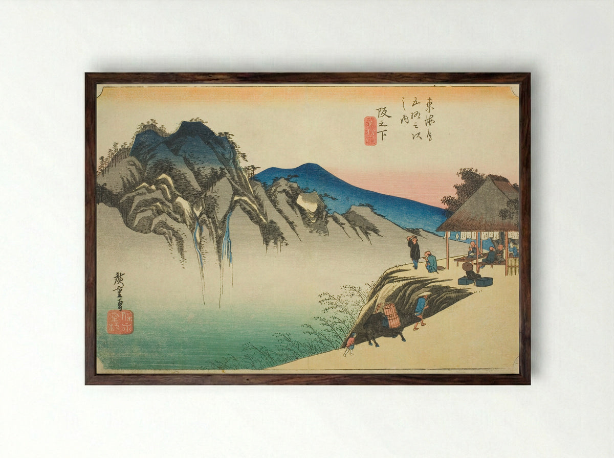 Sakanoshita: Peak of Fudesute Mountain - Utagawa Hiroshige - Framed Print Dark Wood