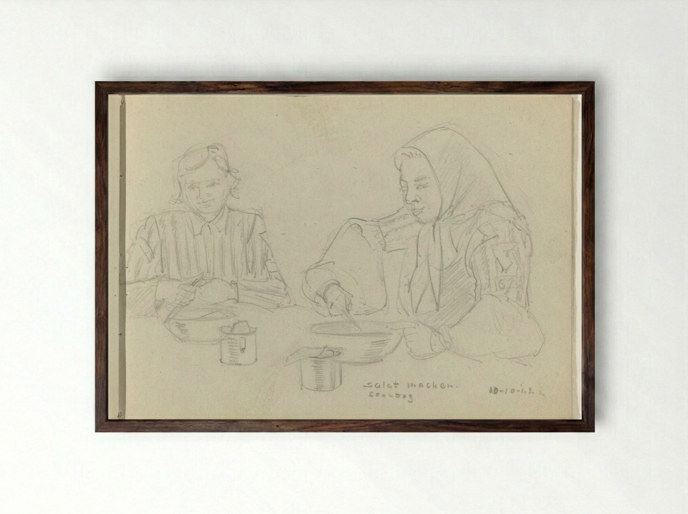 Salade maken (Making Salad) - To Frank-Stoltz - Framed Print Dark Wood