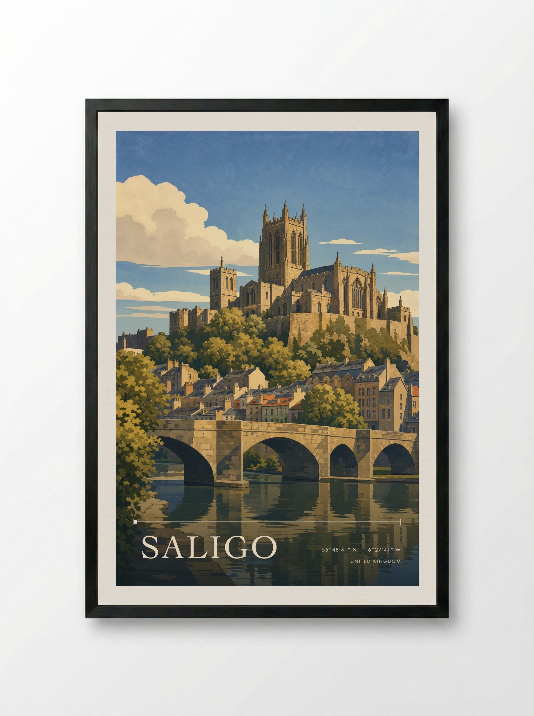 Saligo United Kingdom Travel Poster - Framed Print Black