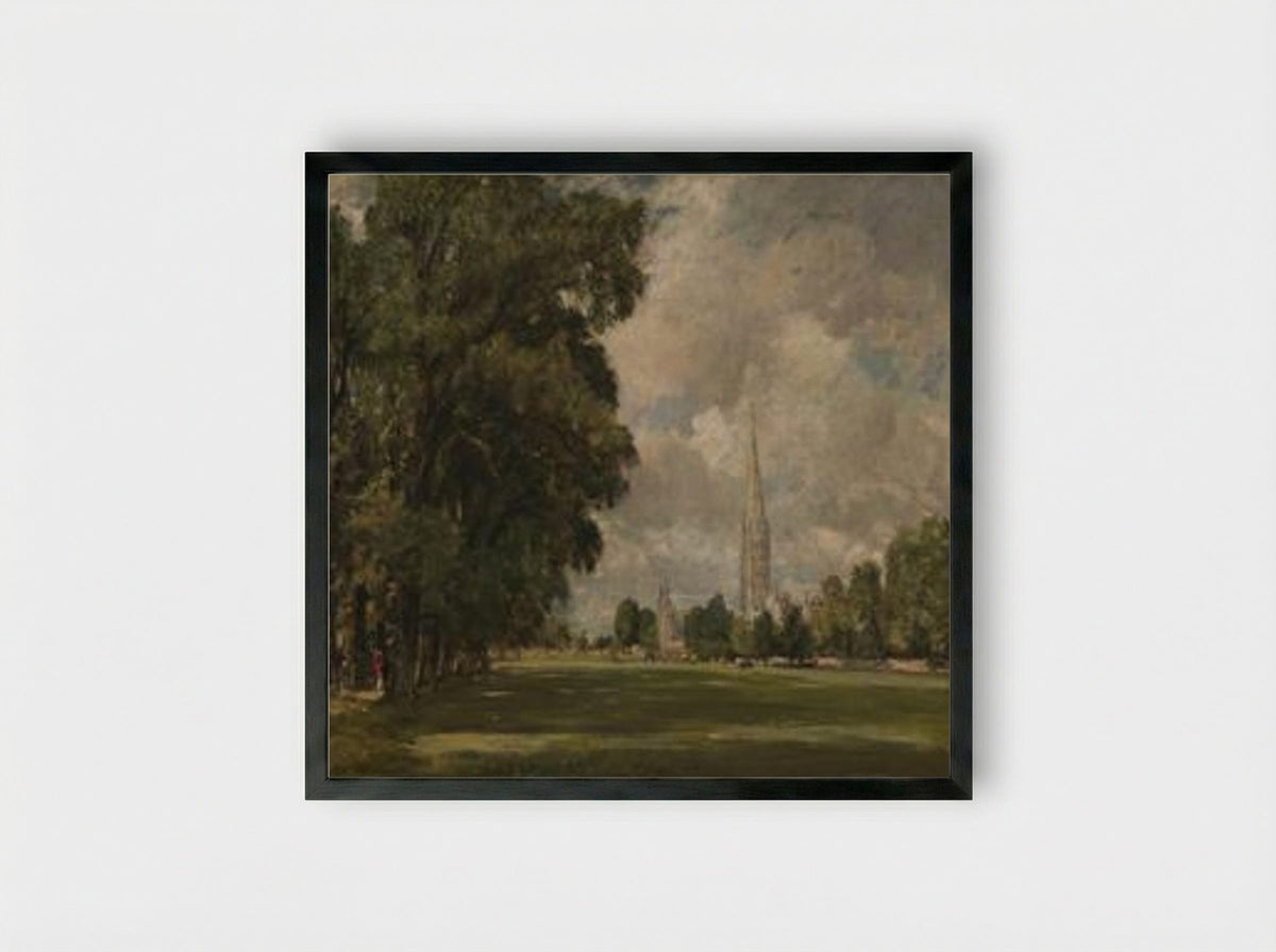 Salisbury Cathedral from Lower Marsh Close - John Constable - Framed Print Black