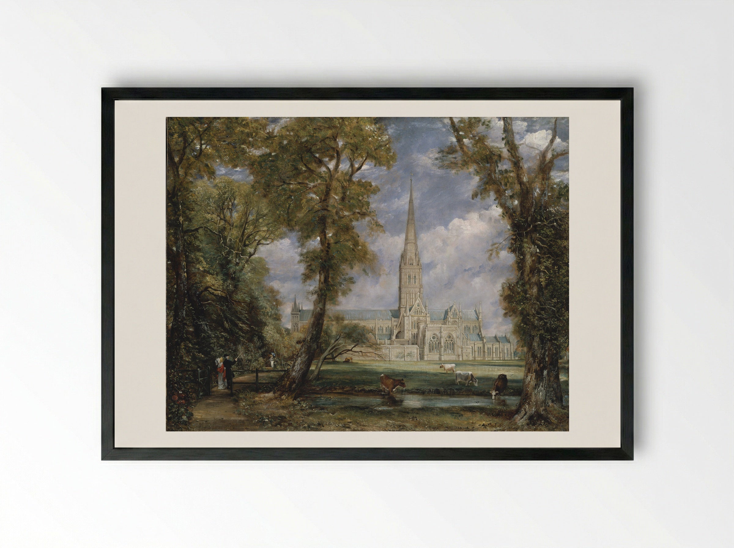 Salisbury Cathedral from the Bishop's Grounds - John Constable - Framed Print Black