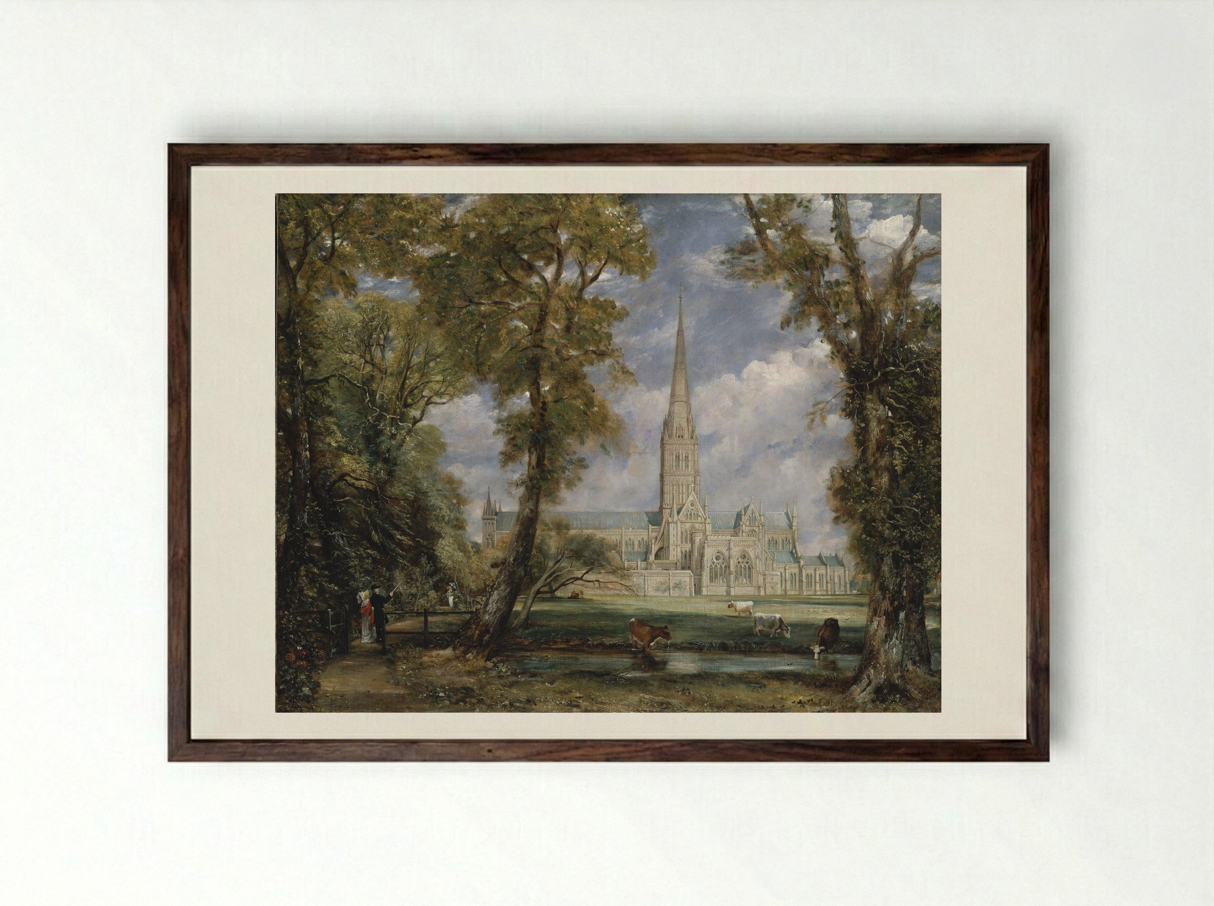 Salisbury Cathedral from the Bishop's Grounds - John Constable - Framed Print Dark Wood