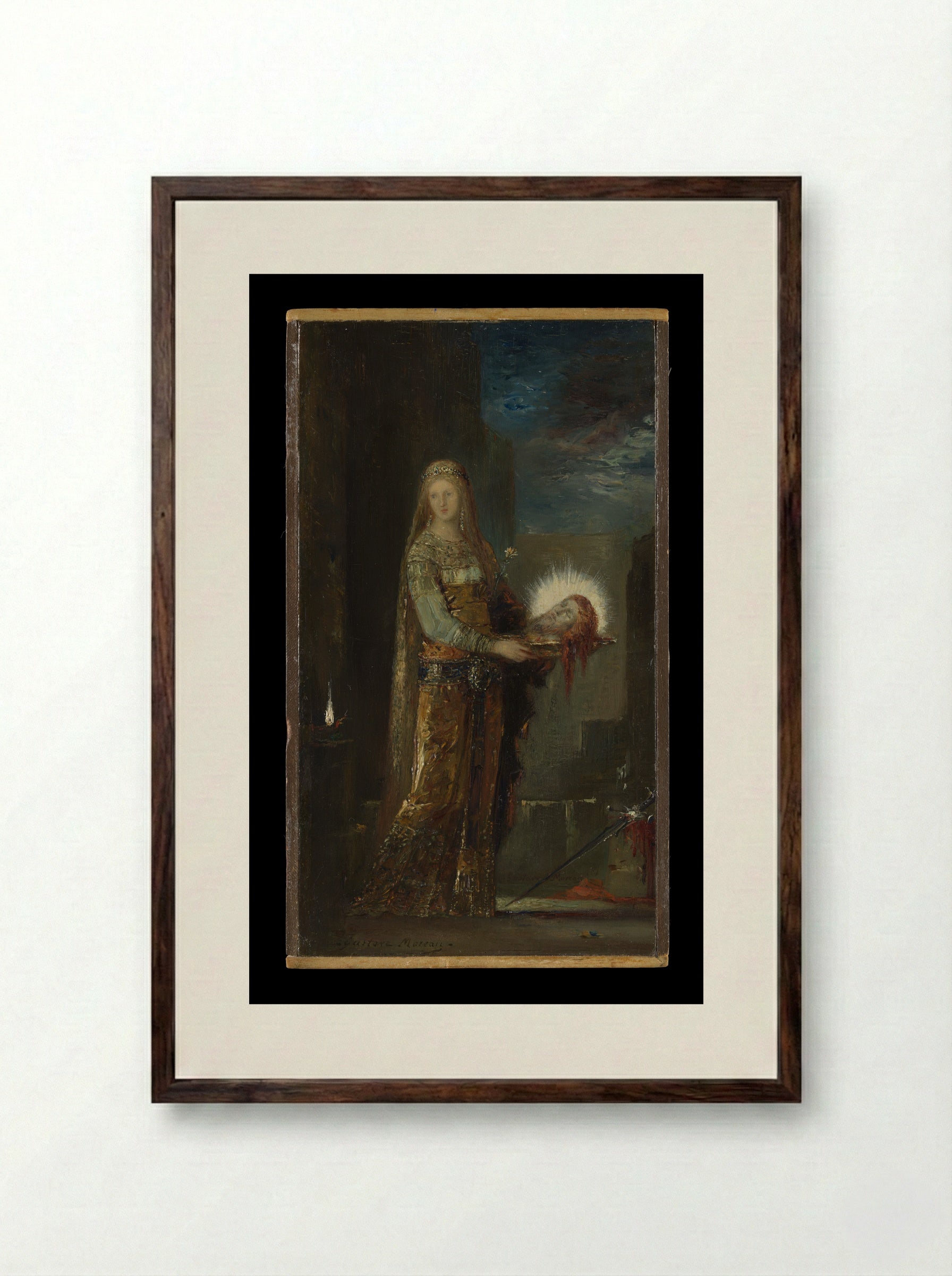 Salome with the Head of John the Baptist - Gustave Moreau - Framed Print Dark Wood