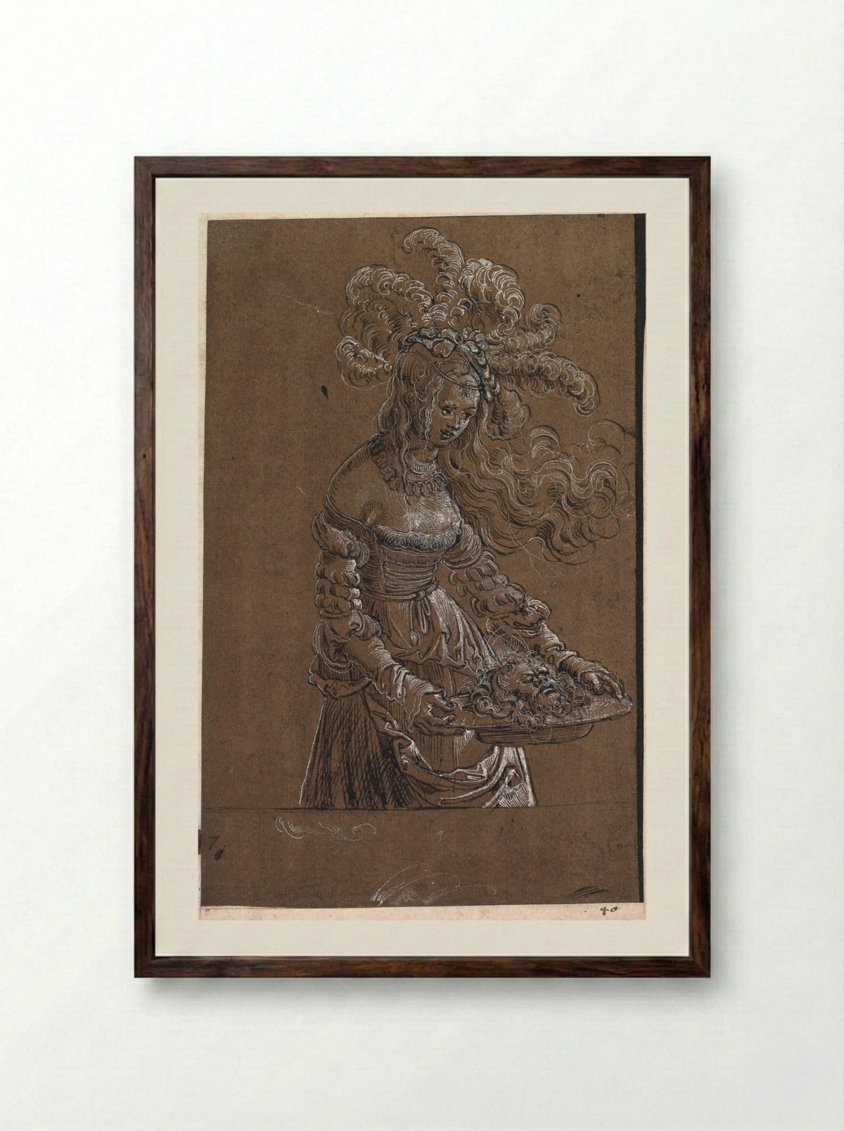 Salome with the Head of St. John the Baptist - Albrecht Altdorfer - Framed Print Dark Wood