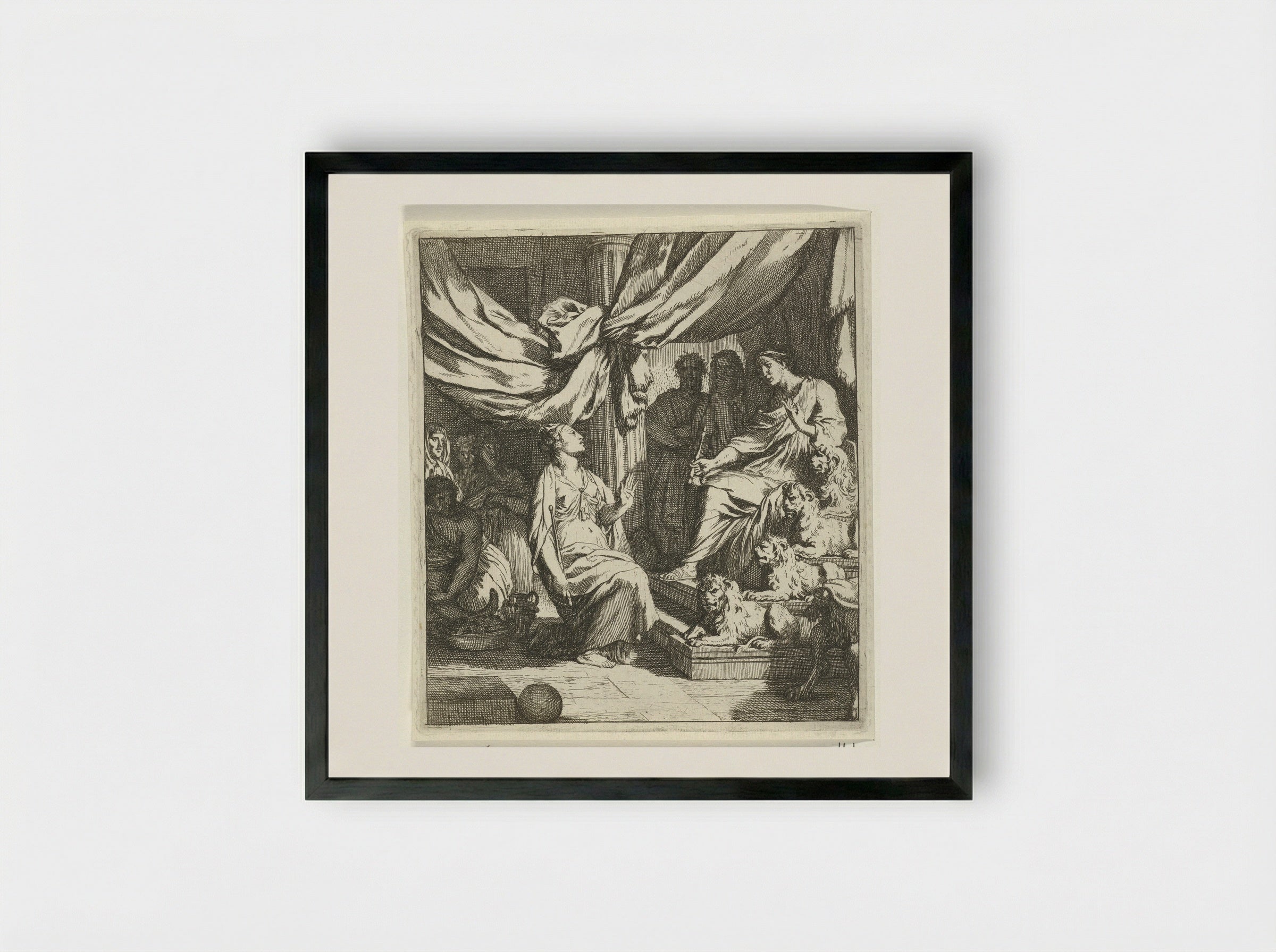 Salomon ontvangt de koningin van Sheba - Gerard de Lairesse - Framed Print Black