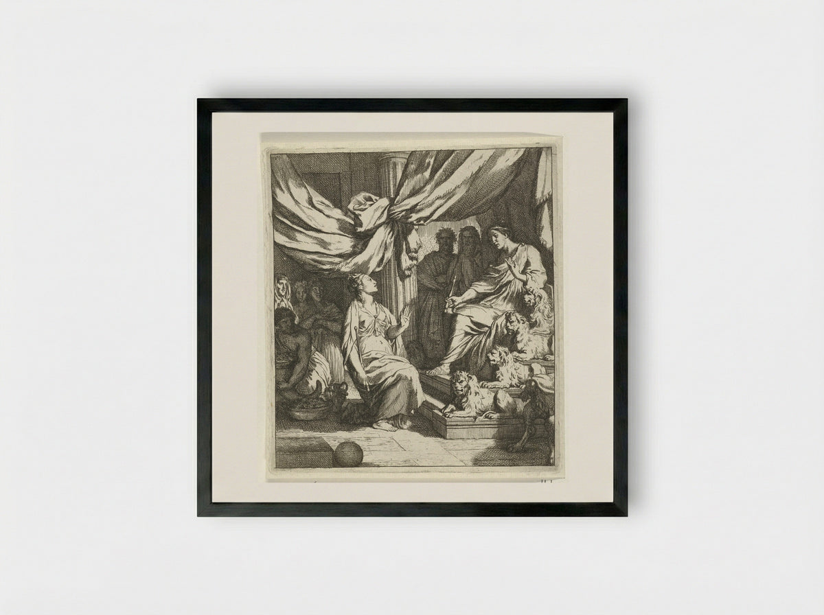 Salomon ontvangt de koningin van Sheba - Gerard de Lairesse - Framed Print Black