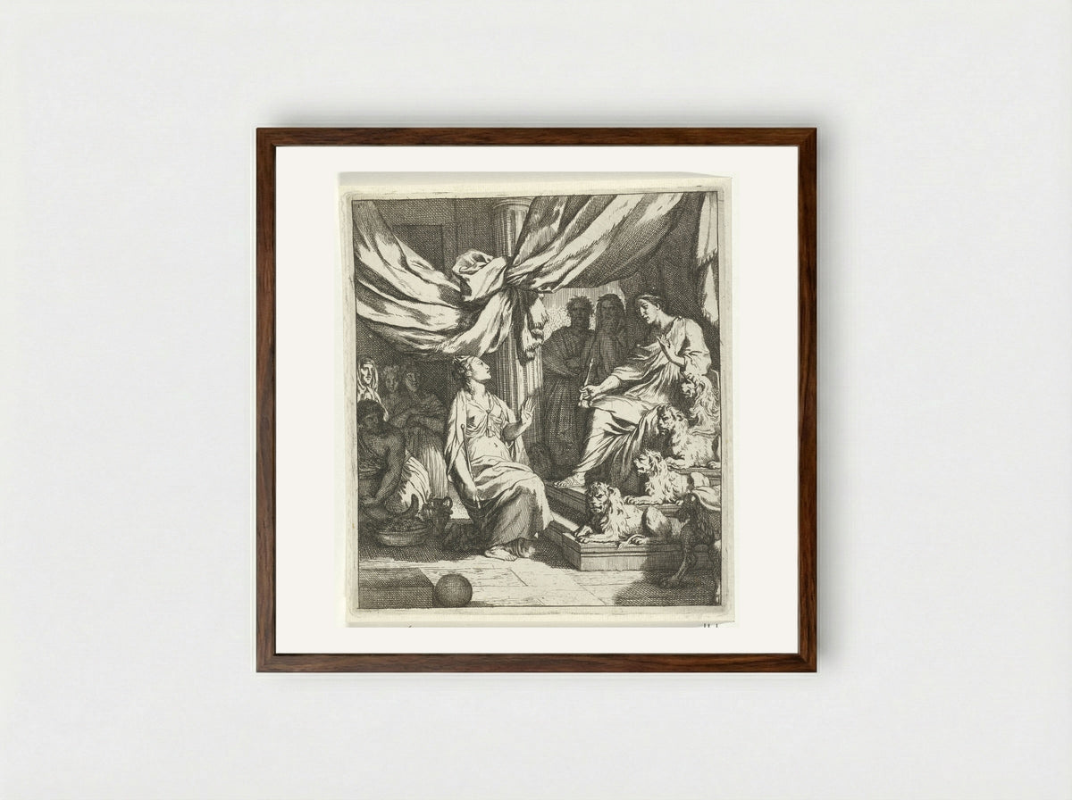 Salomon ontvangt de koningin van Sheba - Gerard de Lairesse - Framed Print Dark Wood