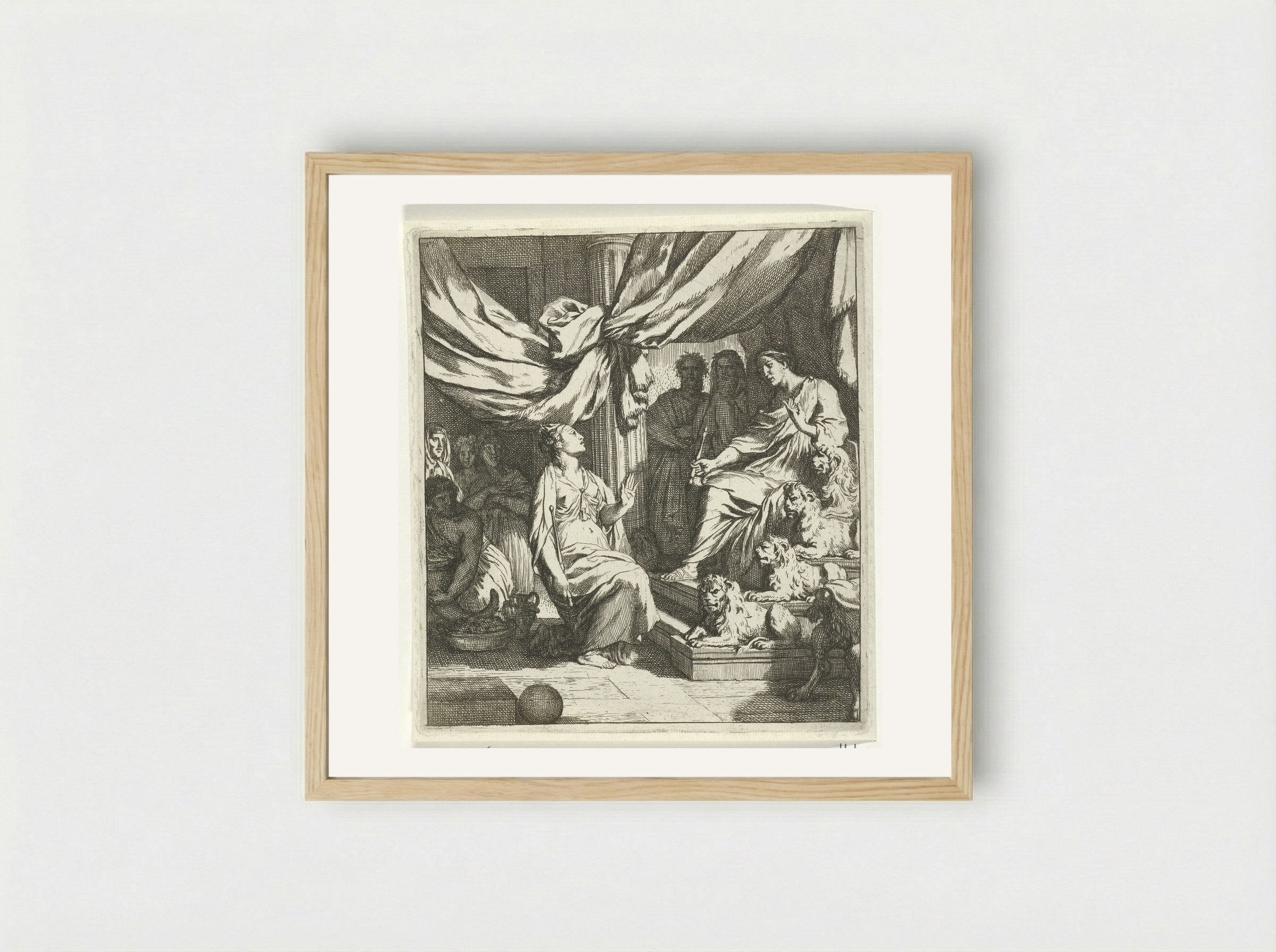 Salomon ontvangt de koningin van Sheba - Gerard de Lairesse - Framed Print Wood