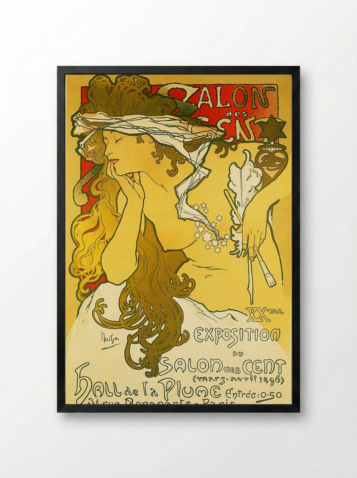 Salon des Cent (XXe Exposition) - Alphonse Mucha - Framed Print Black