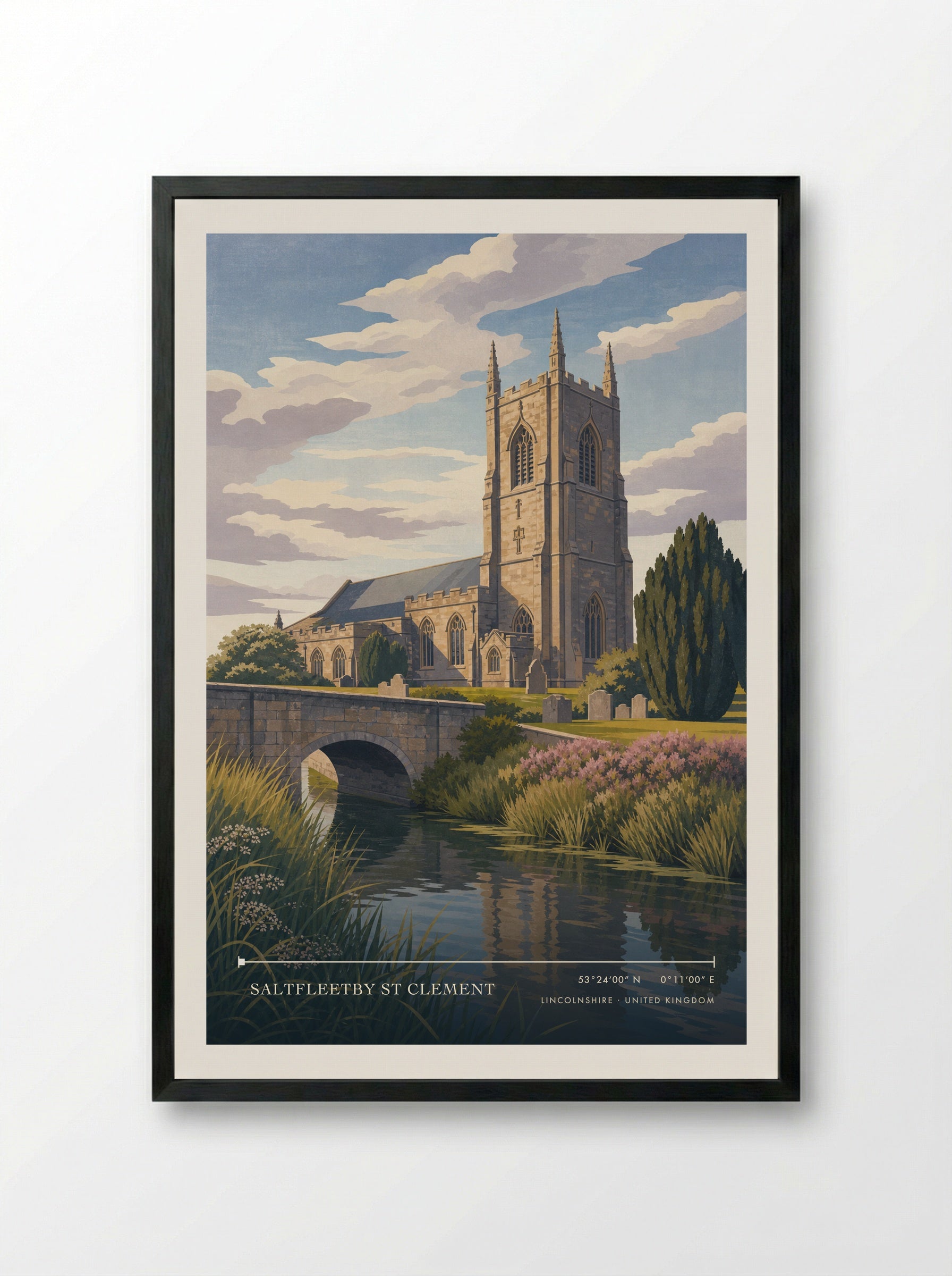 Saltfleetby St Clement Lincolnshire United Kingdom Travel Poster - Framed Print Black