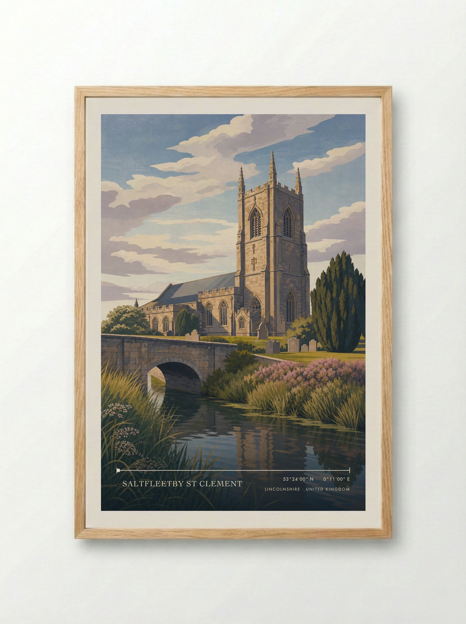 Saltfleetby St Clement Lincolnshire United Kingdom Travel Poster - Framed Print Wood