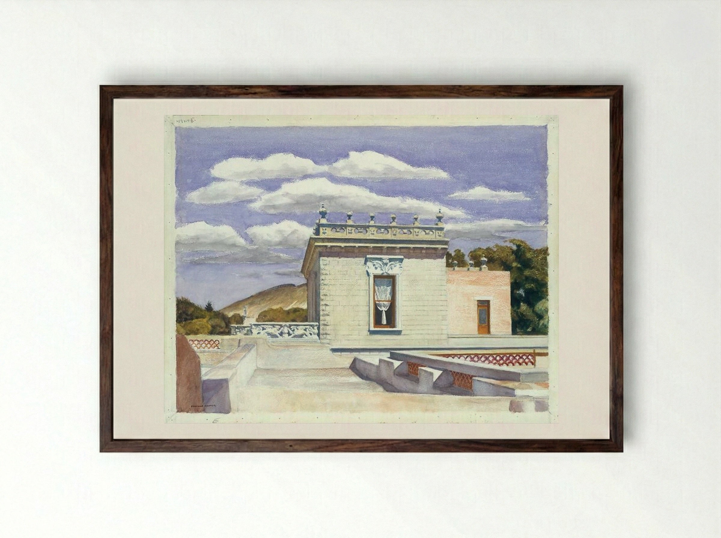 Saltillo Mansion - Edward Hopper - Framed Print Dark Wood