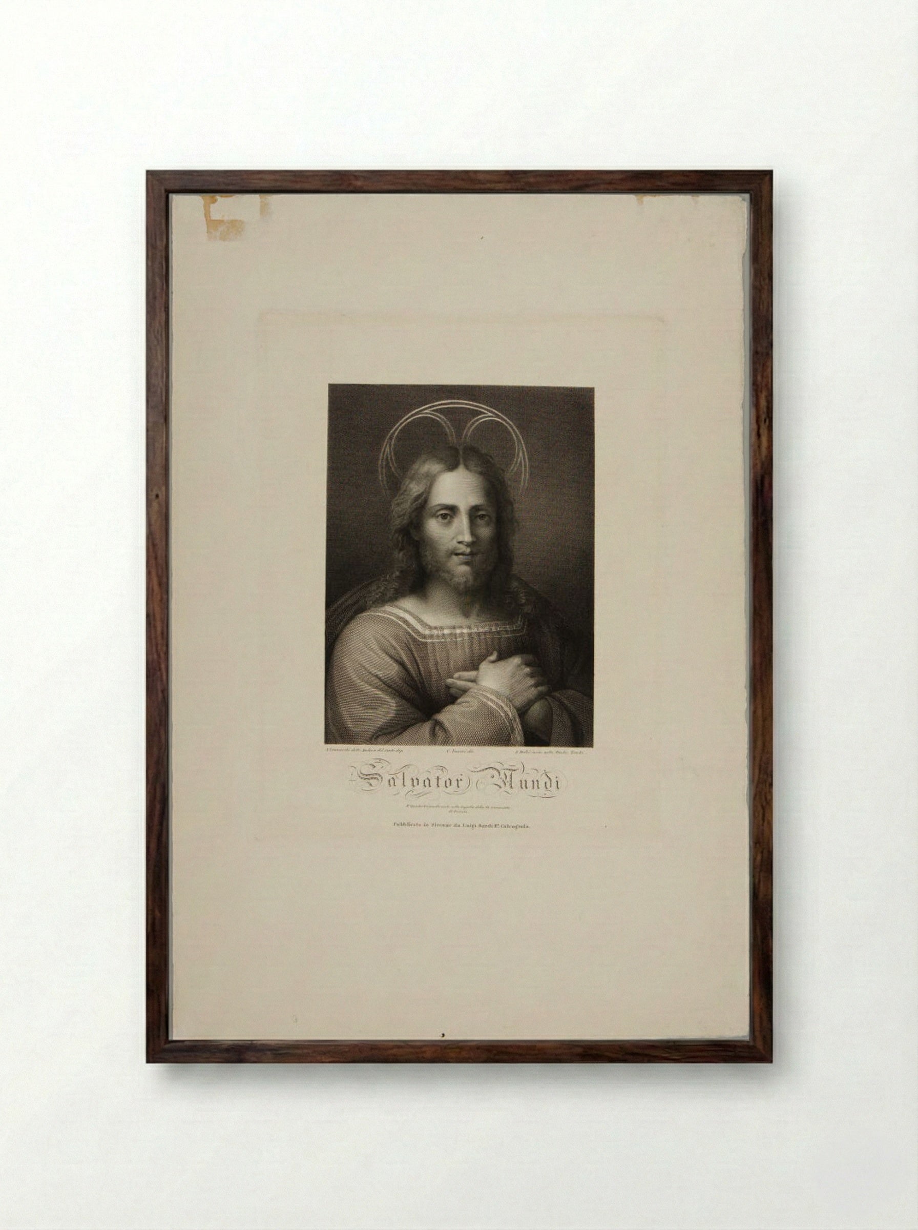 Salvator Mundi - Antonio Dalcò - Framed Print Dark Wood