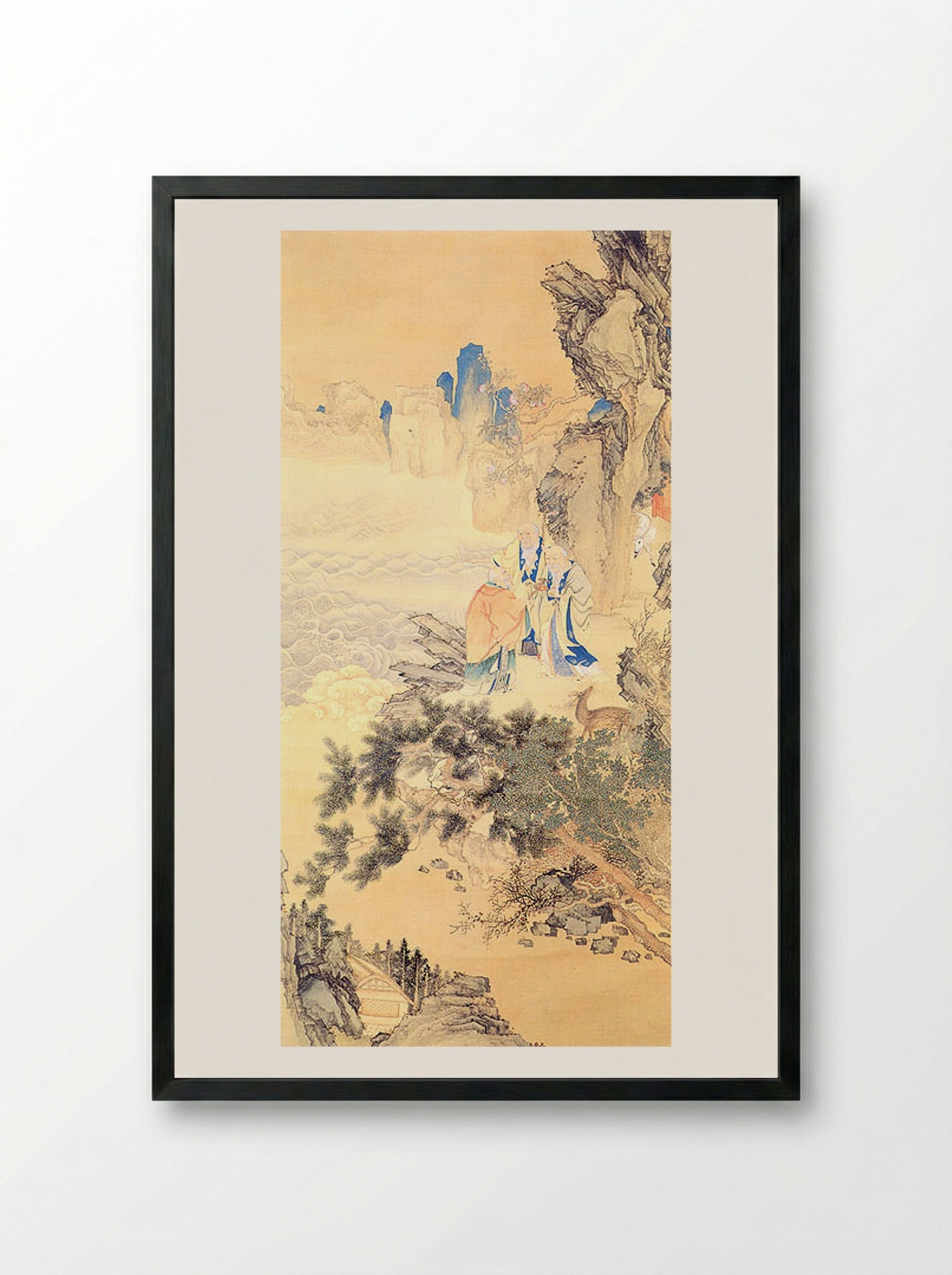 Samin munnyeondo (Three Scholars Asking the Way) - Owon - Framed Print Black