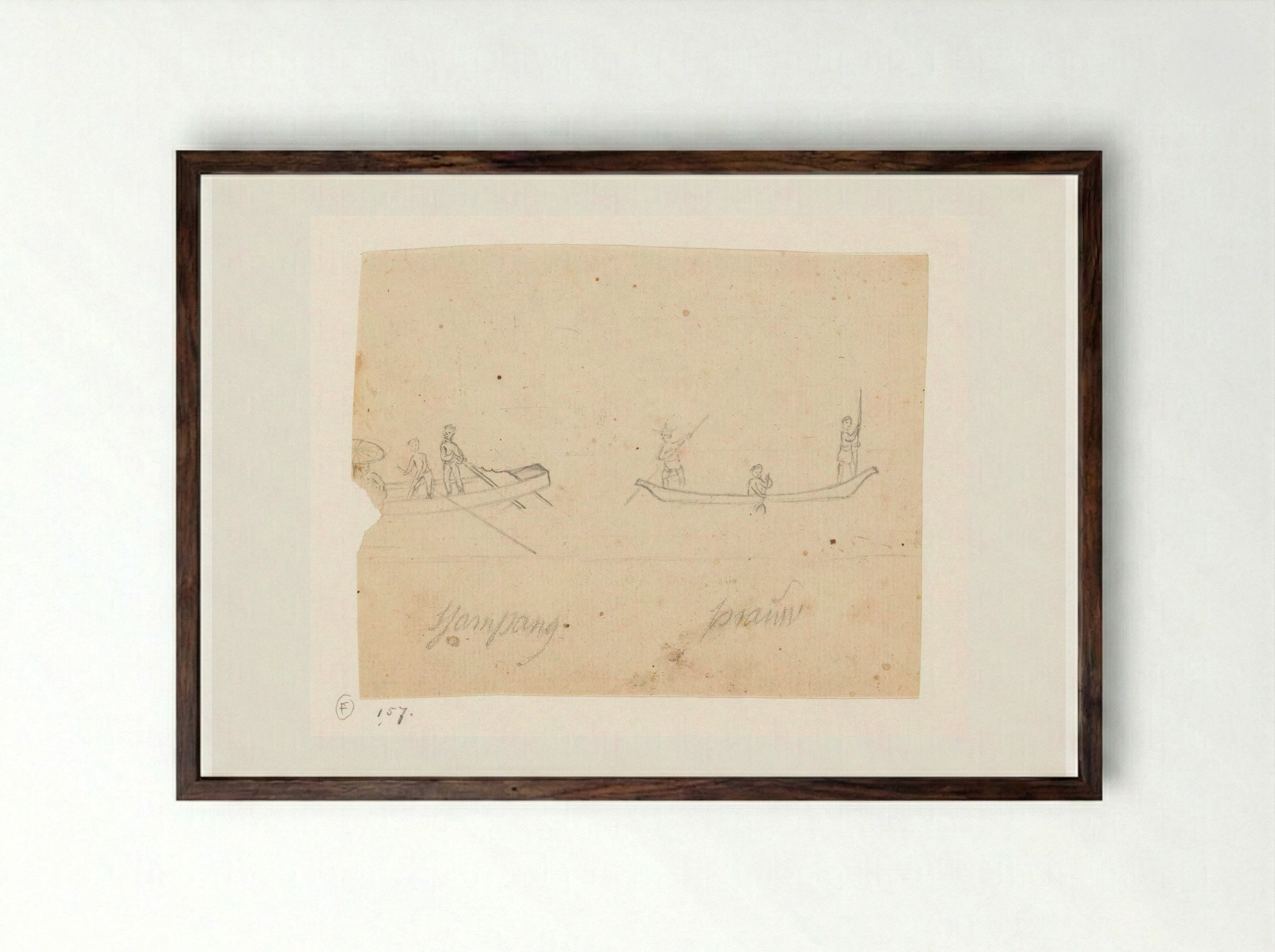 Sampan en prauw - Jan Brandes - Framed Print Dark Wood