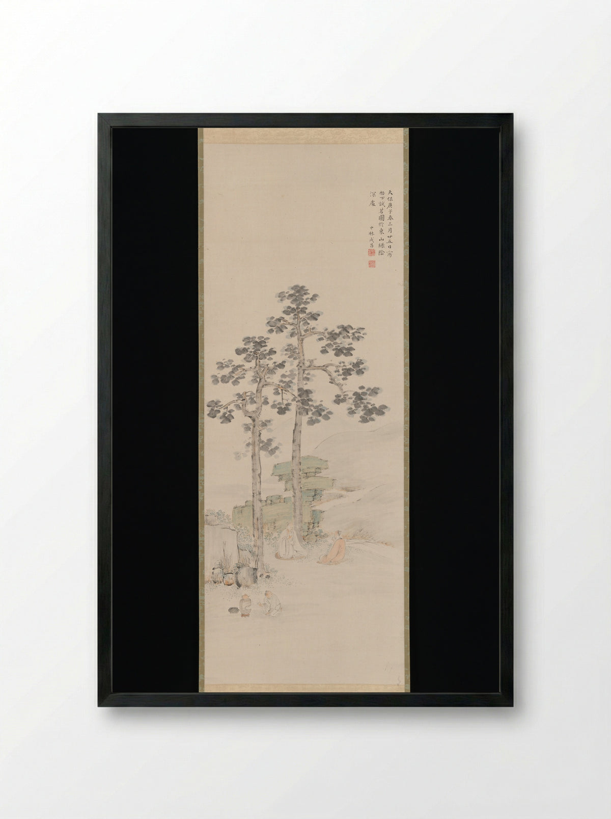Sampling Tea beneath the Wu Trees - Nakabayashi Chikutō - Framed Print Black