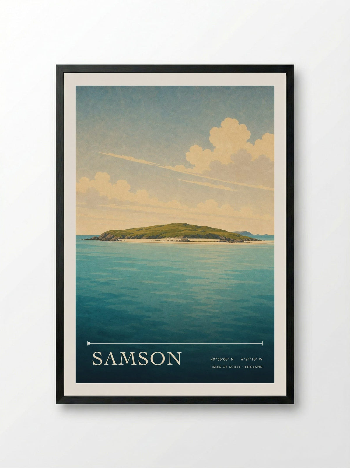 Samson Isles of Scilly England Travel Poster - Framed Print Black