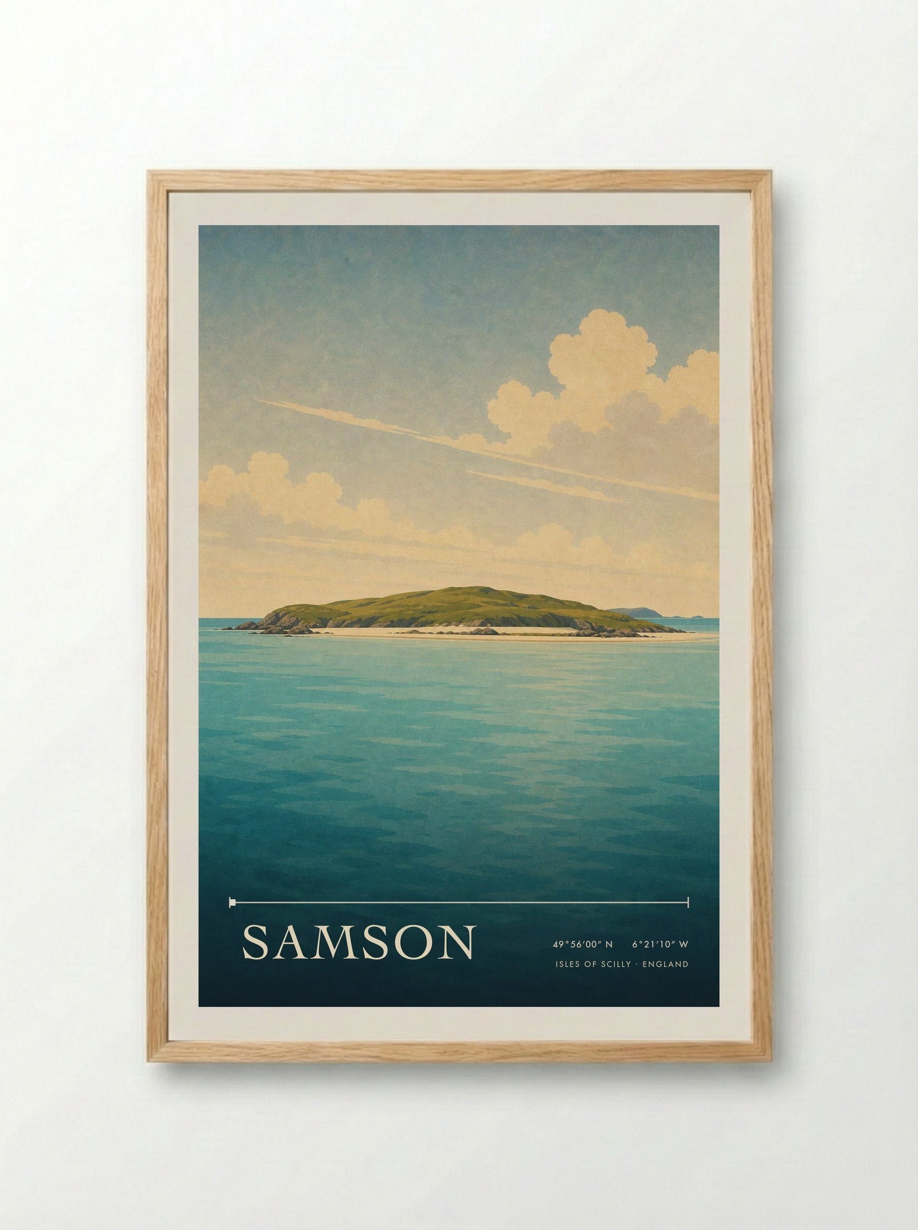 Samson Isles of Scilly England Travel Poster - Framed Print Wood