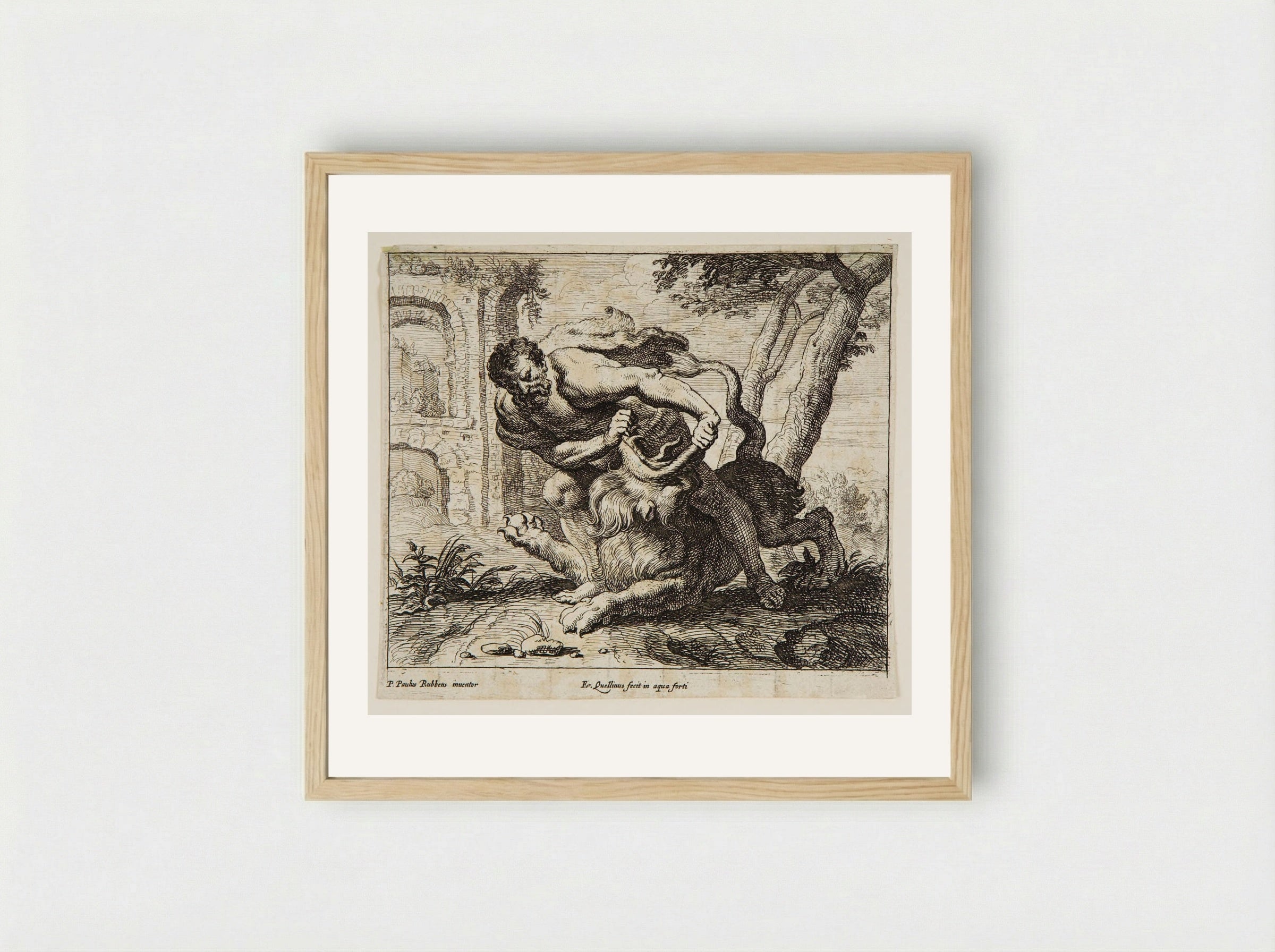 Samson Killing the Lion - Erasmus Quellinus II - Framed Print Wood