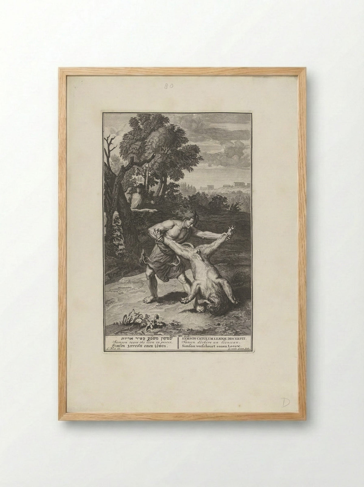 Samson Rending the Lion - Pieter de Hondt - Framed Print Wood
