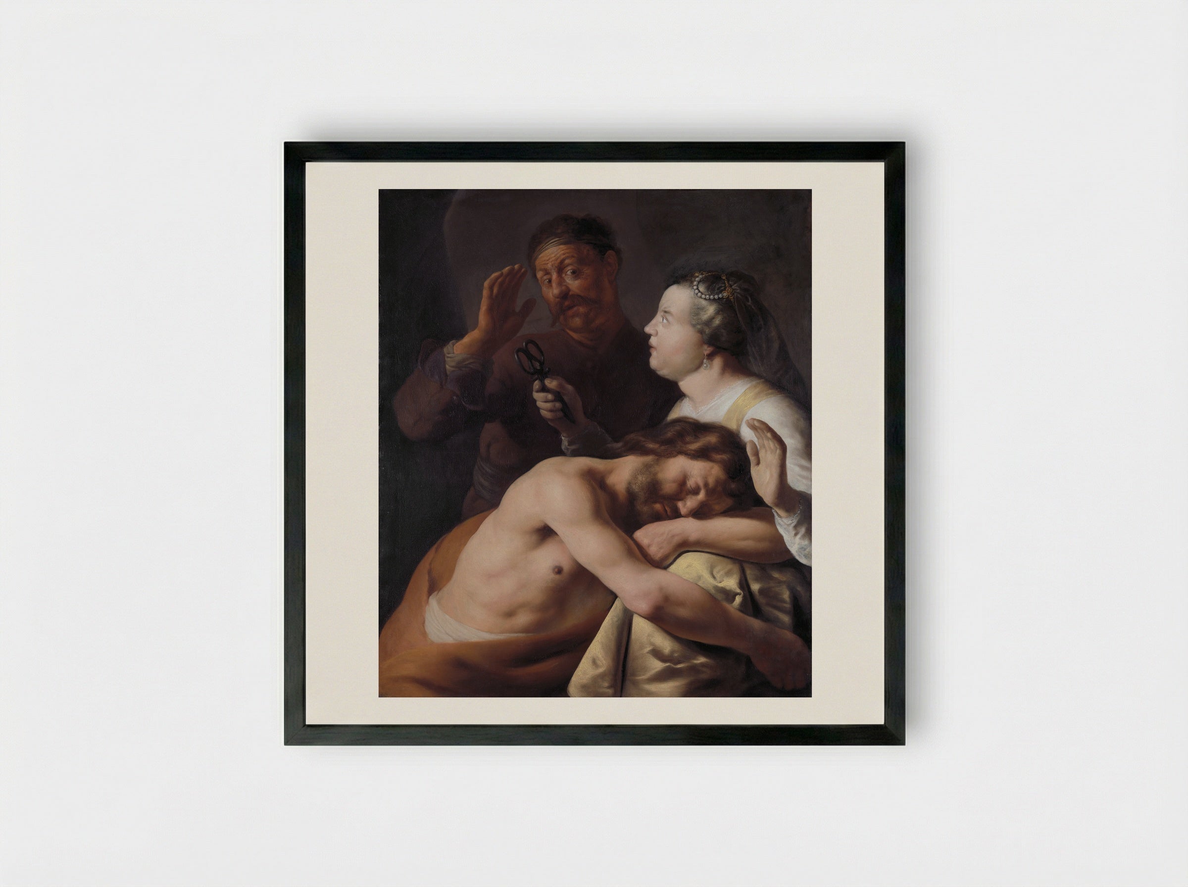 Samson and Delilah - Jan Lievens - Framed Print Black