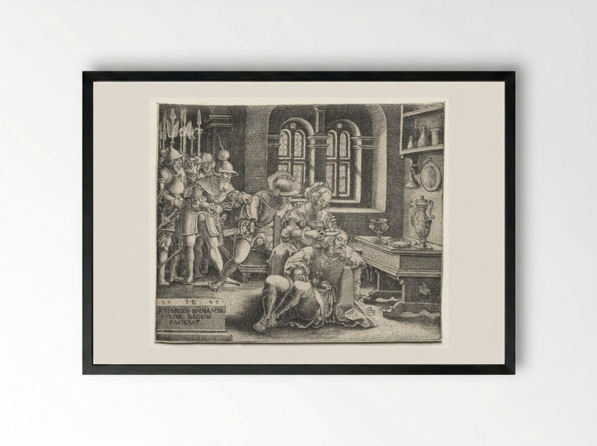Samson and Delilah - Hans Brosamer - Framed Print Black