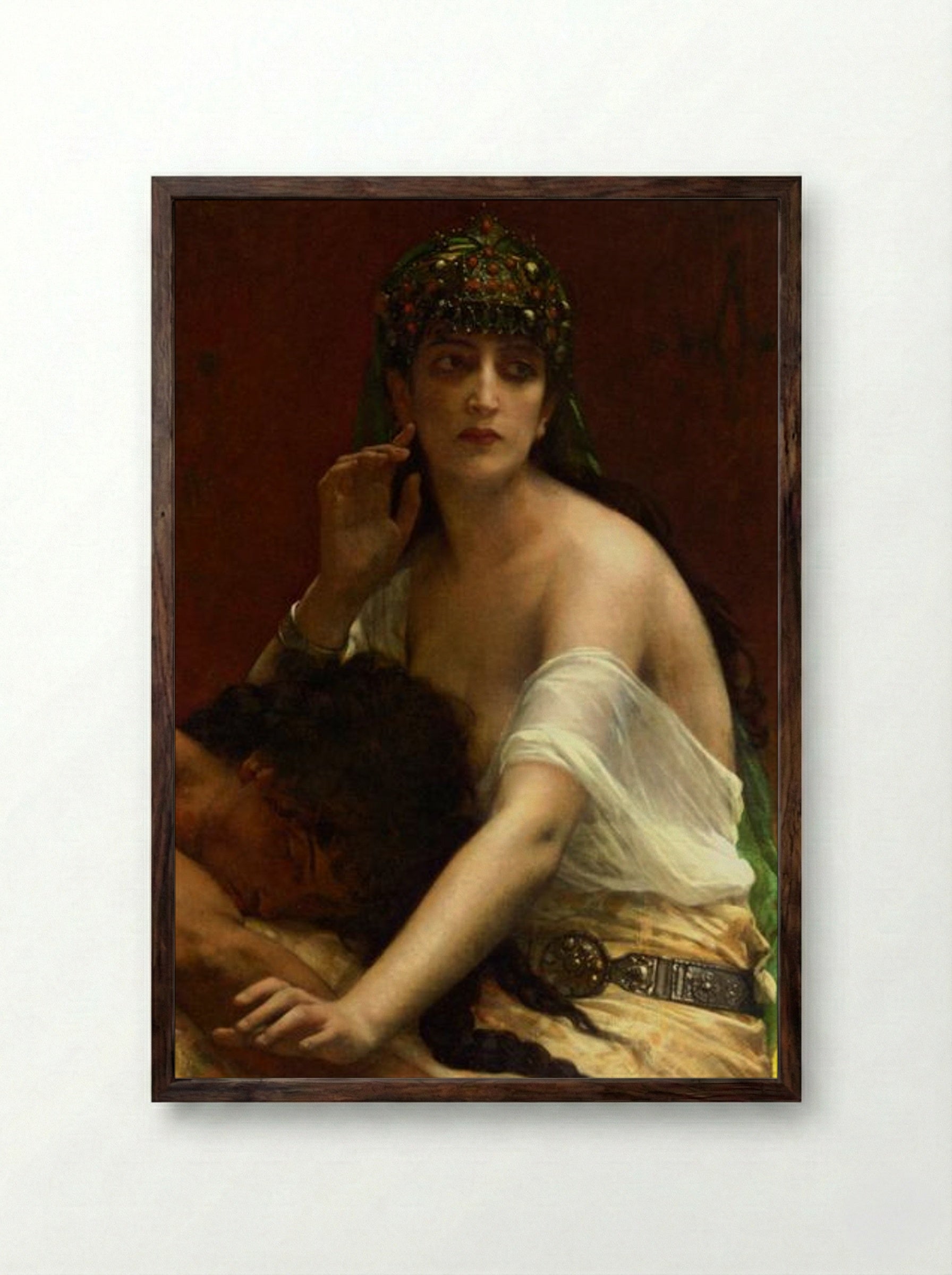 Samson and Delilah - Alexandre Cabanel - Framed Print Dark Wood