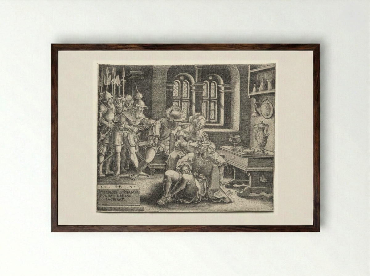 Samson and Delilah - Hans Brosamer - Framed Print Dark Wood