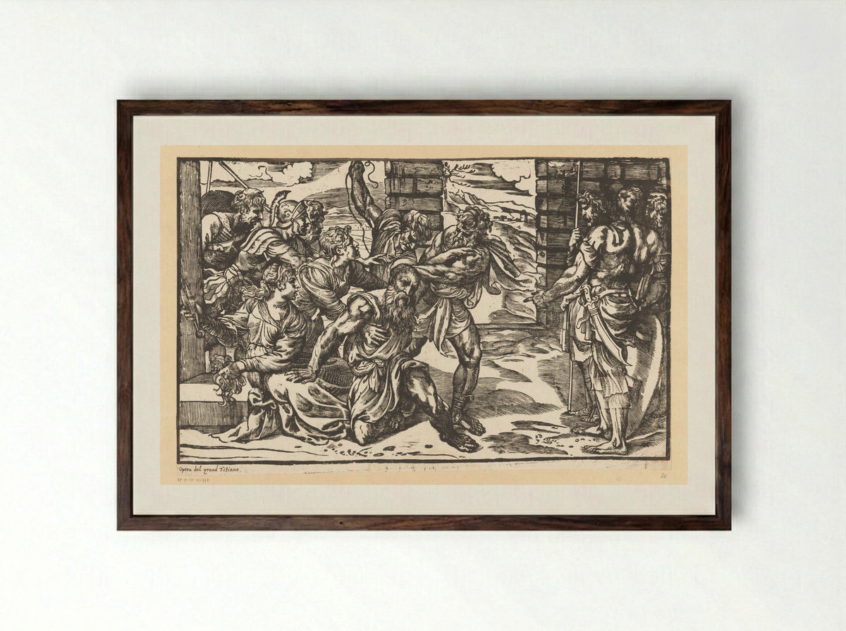 Samson and Delilah - Titian - Framed Print Dark Wood