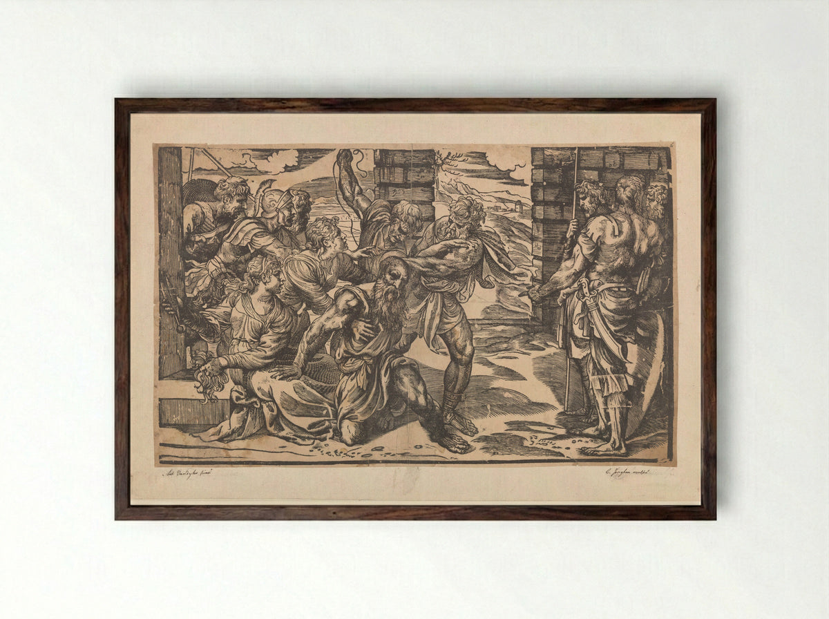 Samson and Delilah - Titian - Framed Print Dark Wood