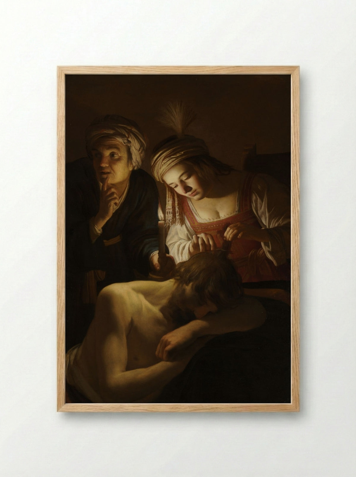 Samson and Delilah - Gerrit van Honthorst - Framed Print Wood