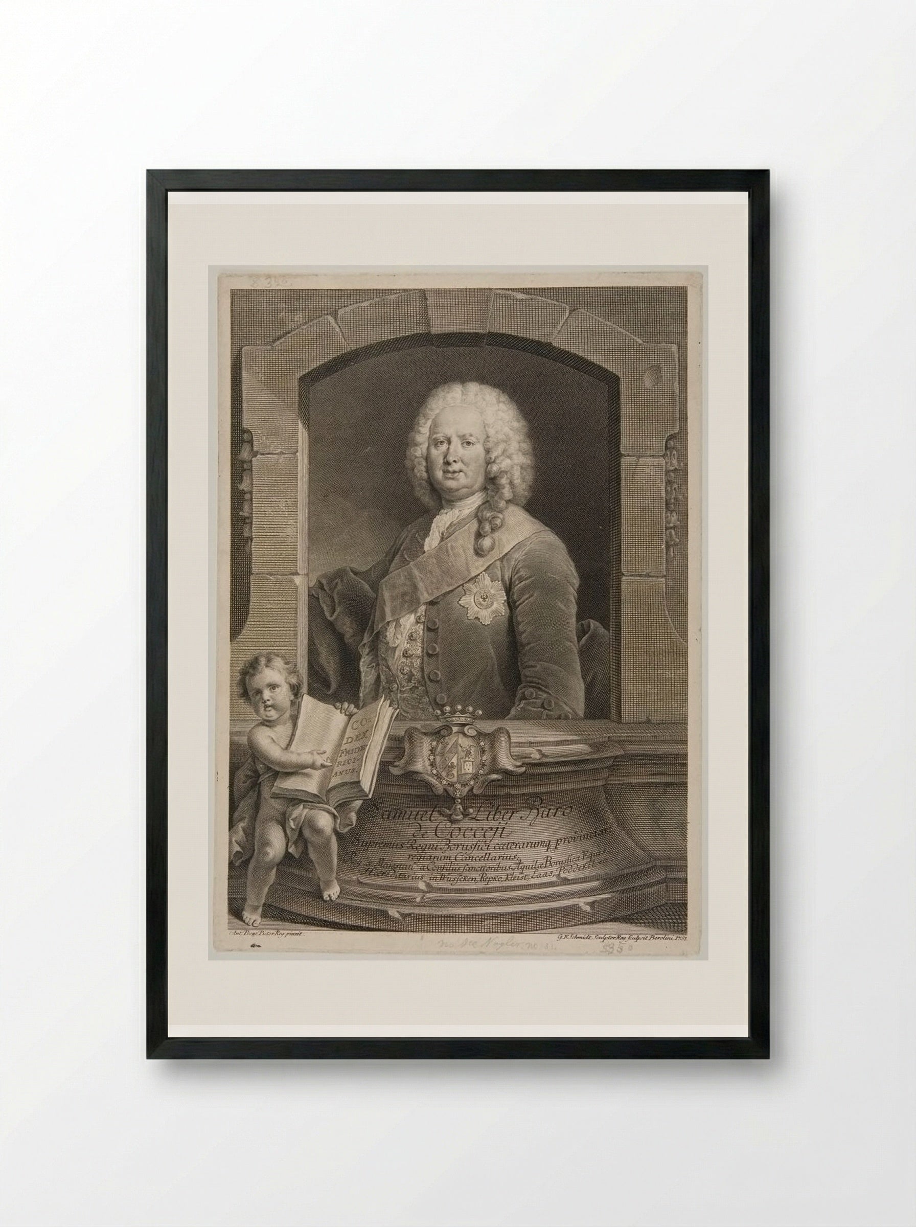 Samuel von Cocceji - Georg Friedrich Schmidt - Framed Print Black