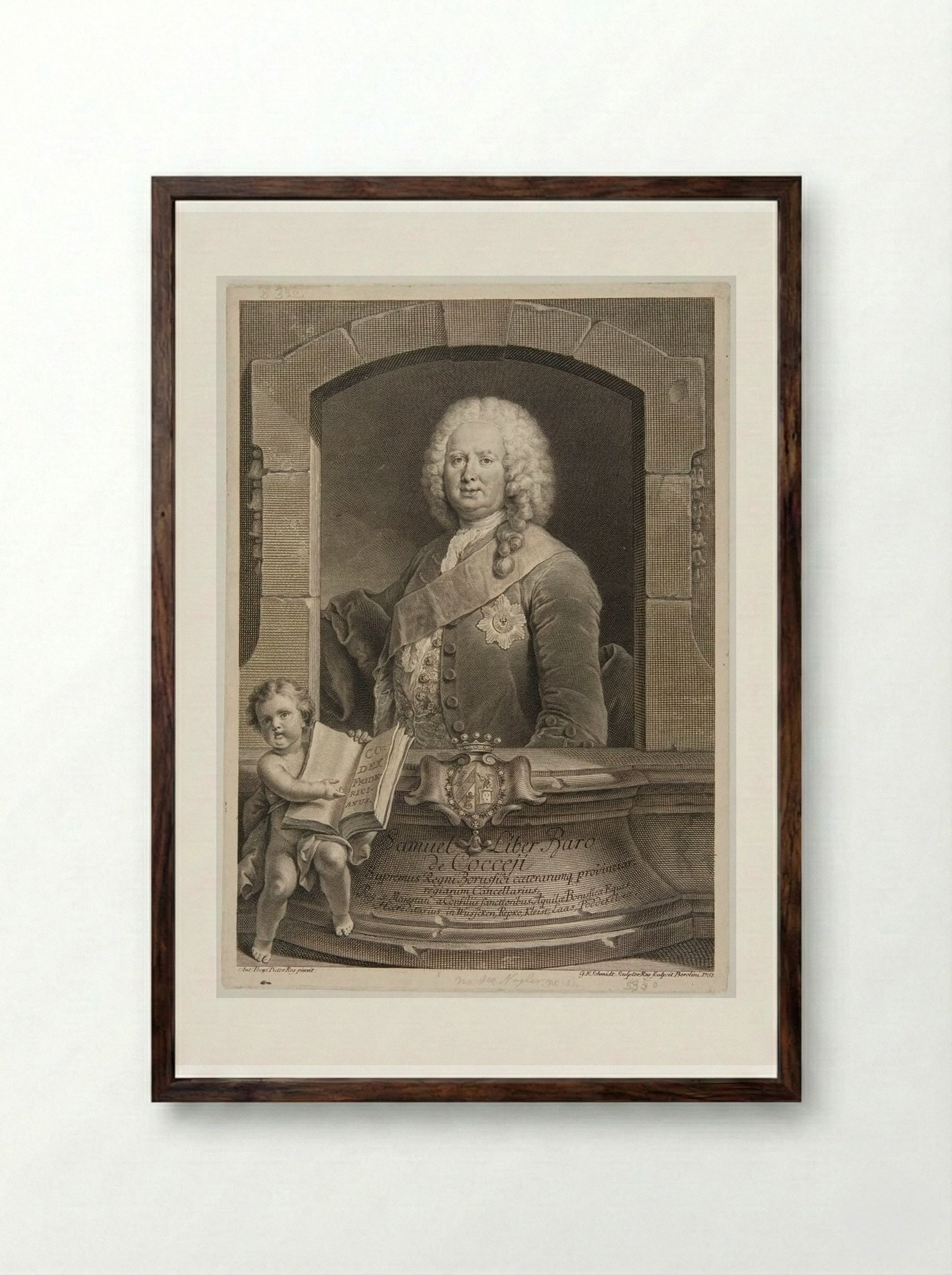 Samuel von Cocceji - Georg Friedrich Schmidt - Framed Print Dark Wood
