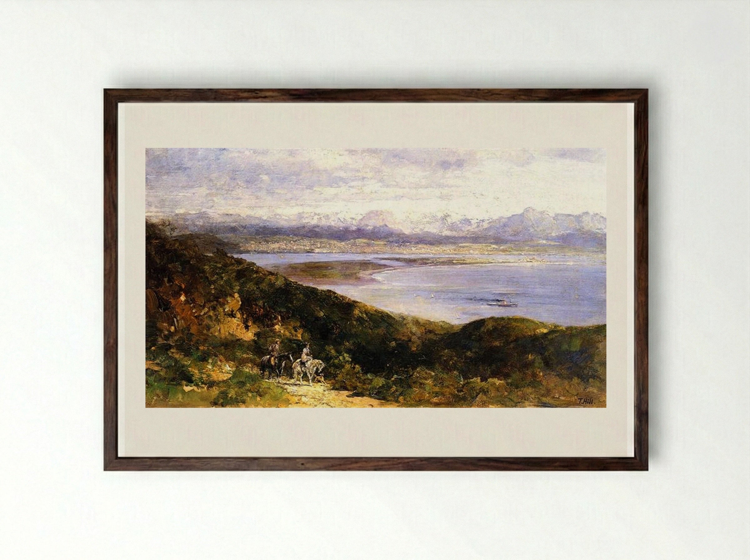 San Diego Bay from Point Loma - Thomas Hill - Framed Print Dark Wood