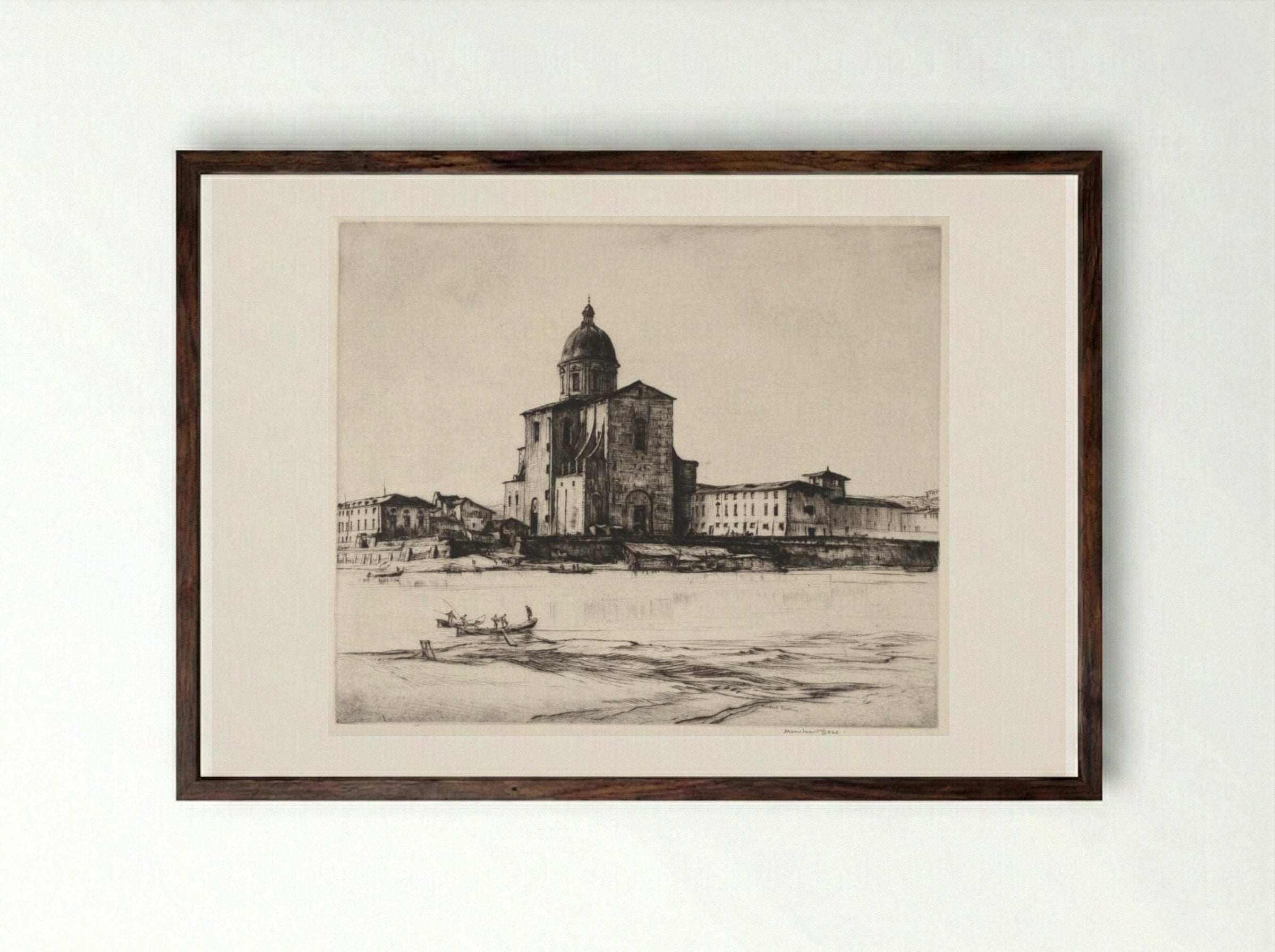 San Frediano in Cestello, Florence - Muirhead Bone - Framed Print Dark Wood