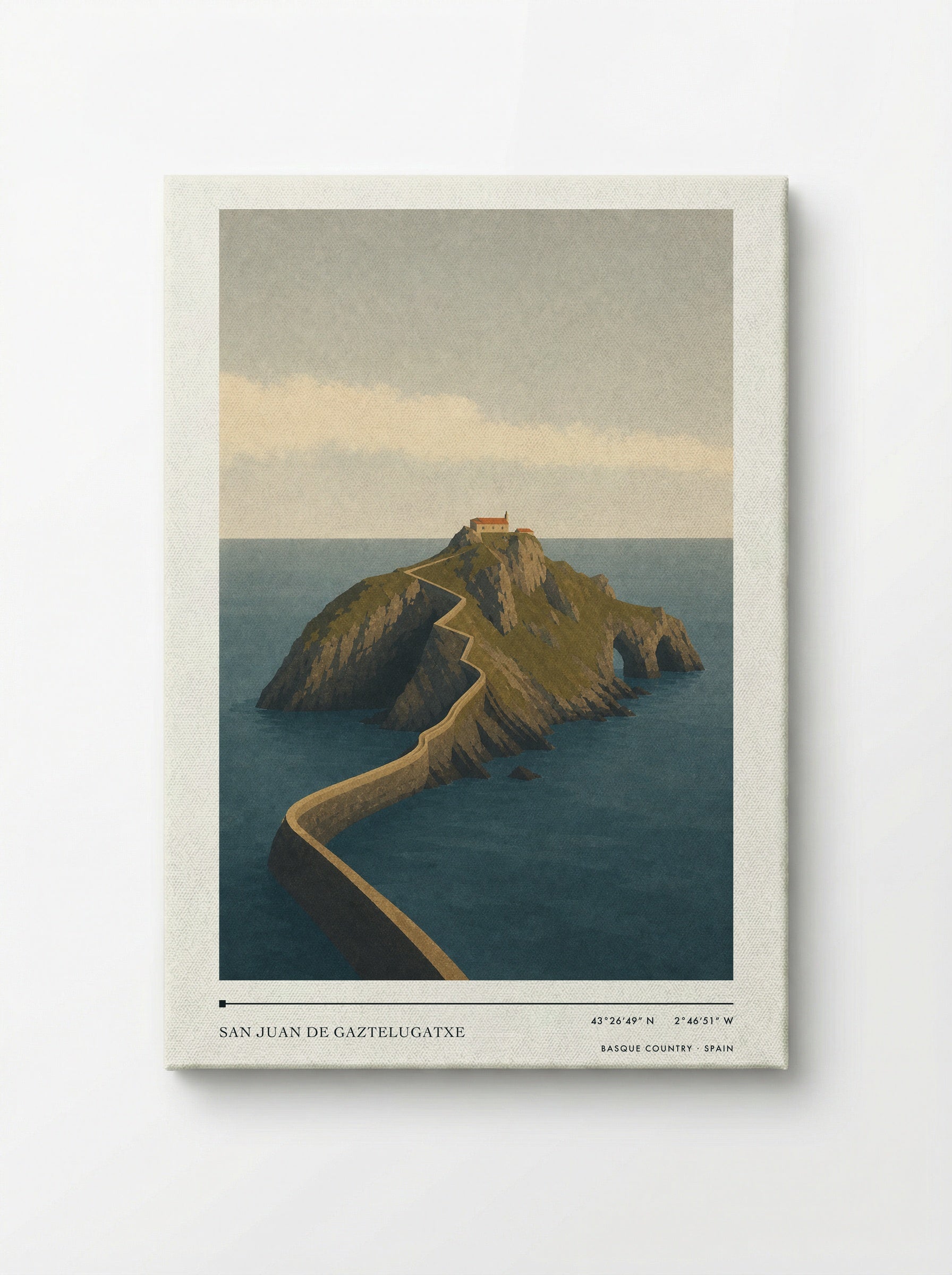 San Juan de Gaztelugatxe Travel Poster Artwork - Canvas