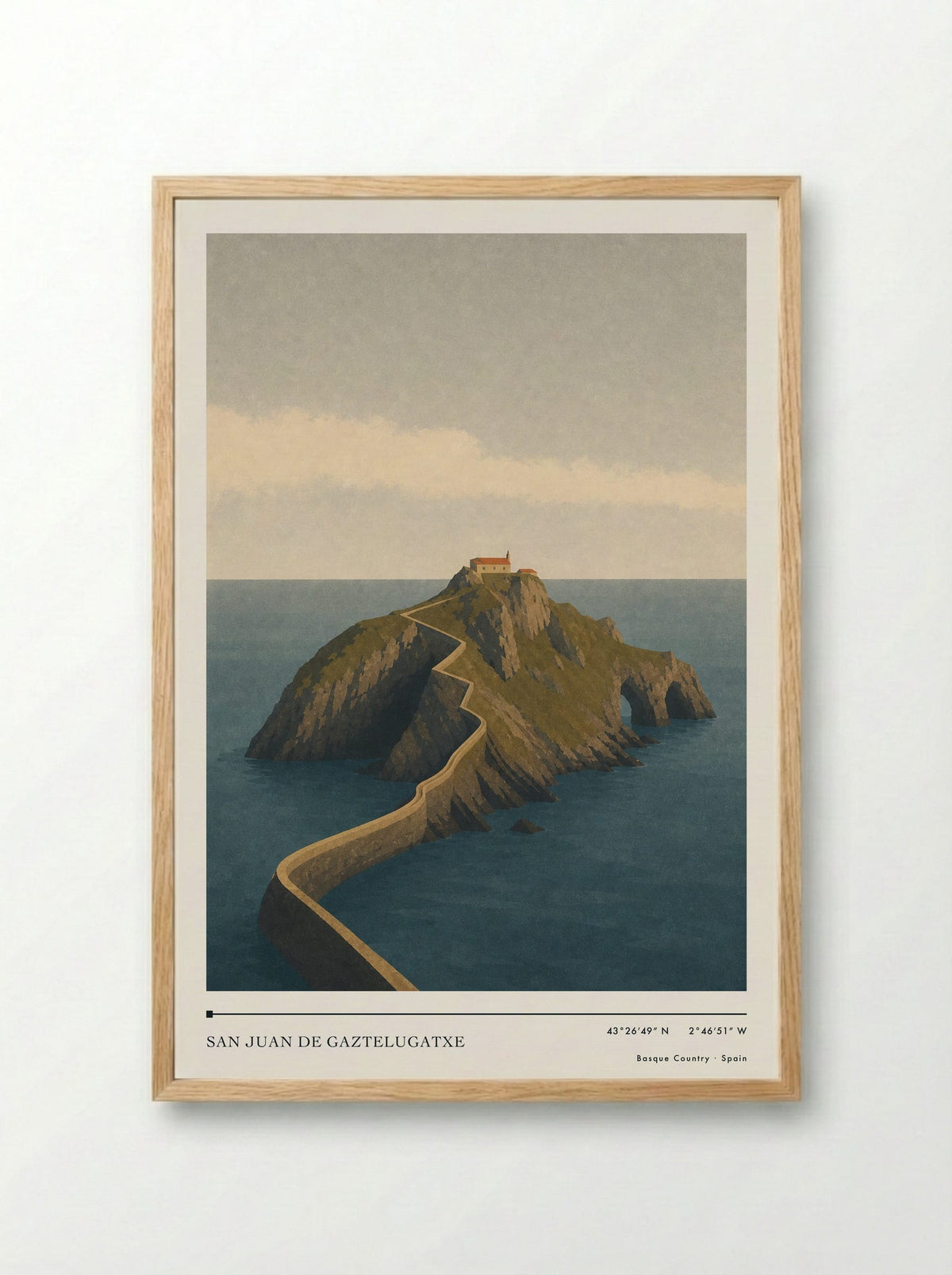 San Juan de Gaztelugatxe Travel Poster Artwork - Framed Print Wood