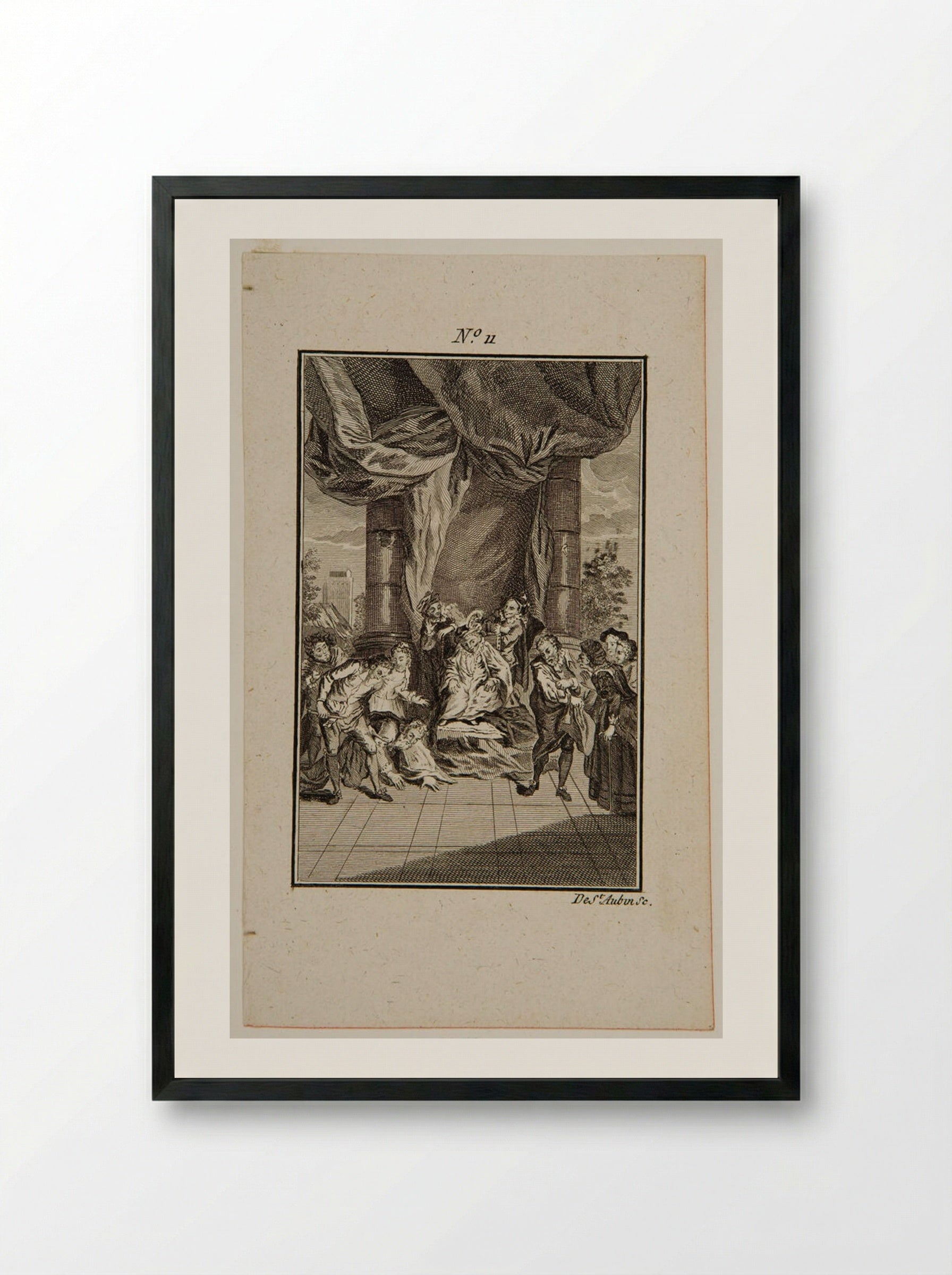 Sancho judges in the Island of Barataria - Augustin de Saint-Aubin - Framed Print Black