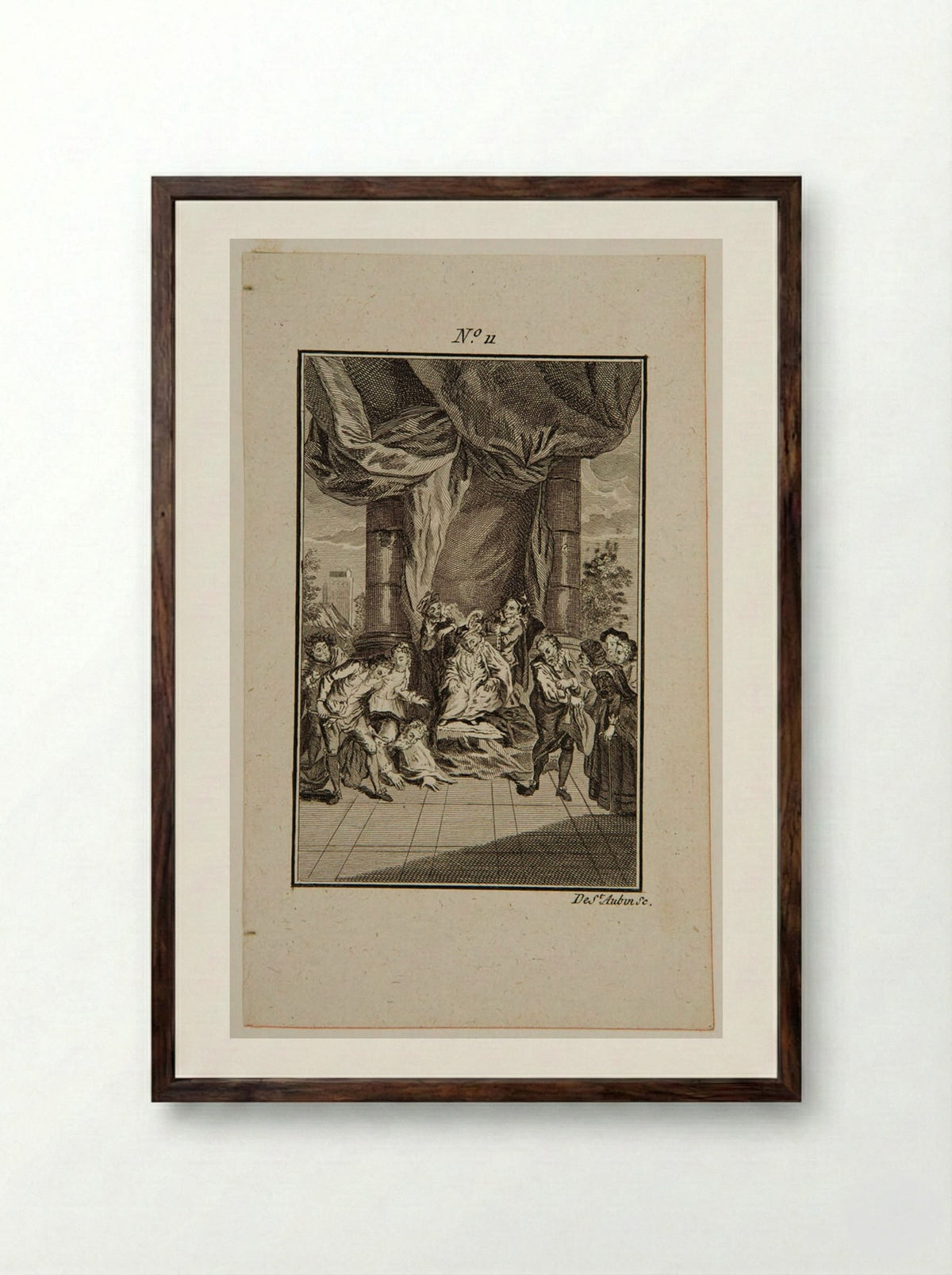 Sancho judges in the Island of Barataria - Augustin de Saint-Aubin - Framed Print Dark Wood