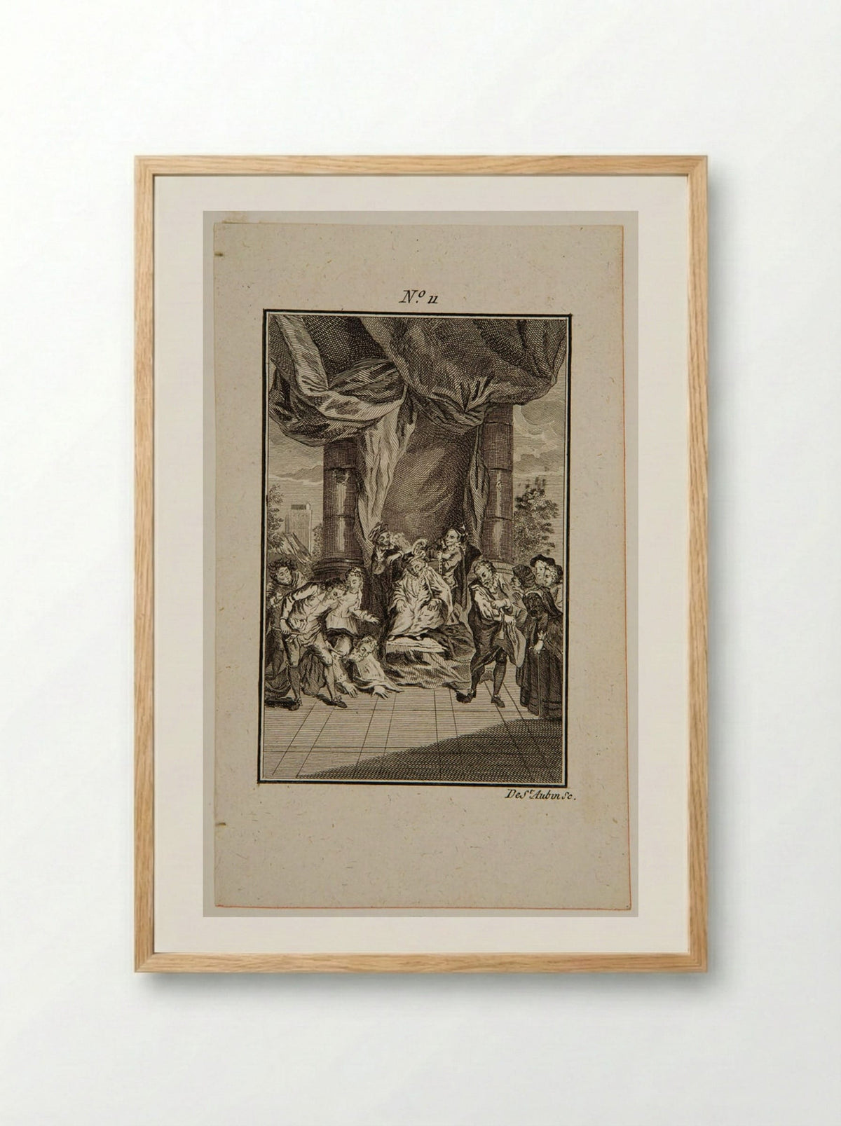 Sancho judges in the Island of Barataria - Augustin de Saint-Aubin - Framed Print Wood