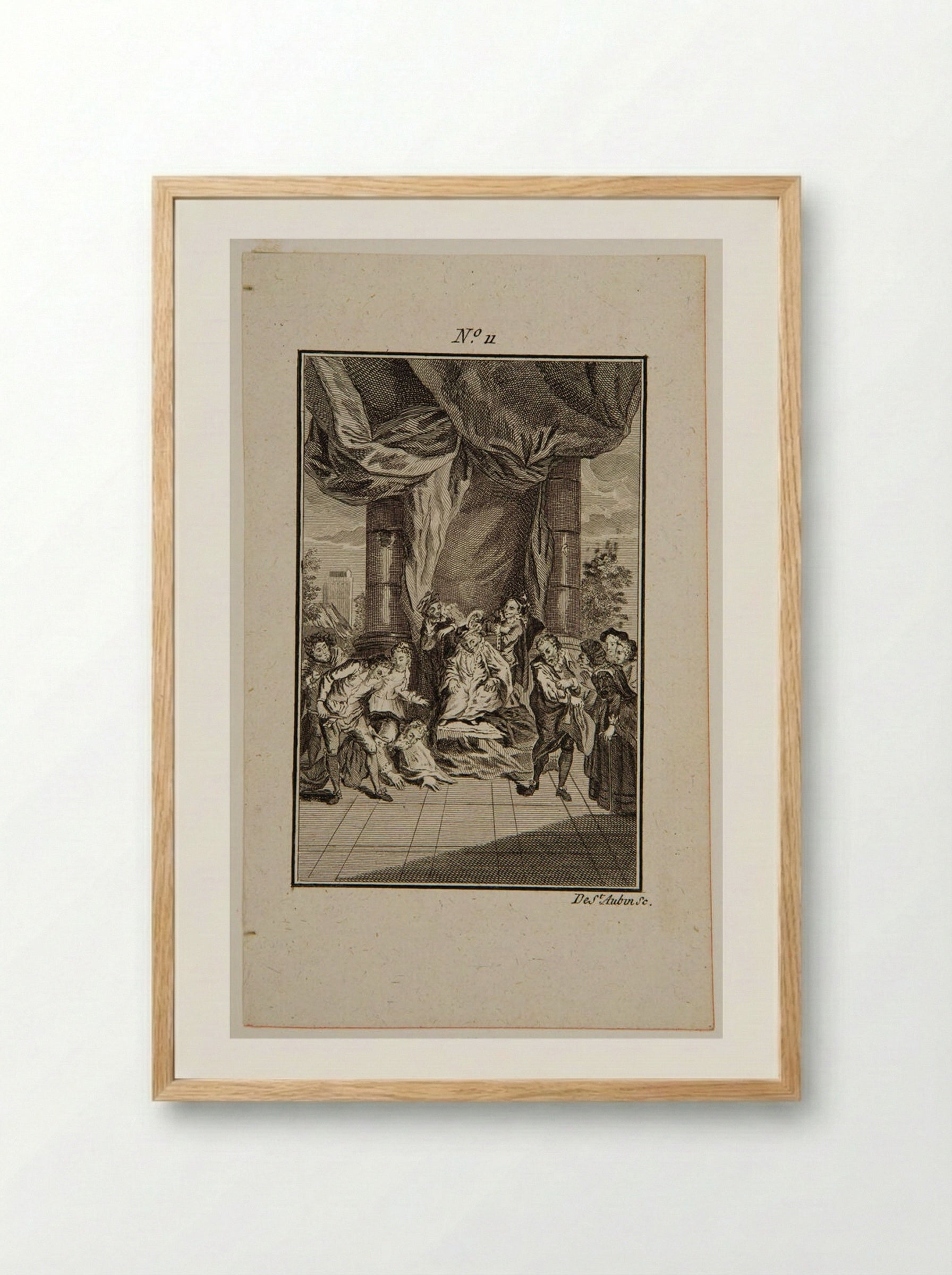 Sancho judges in the Island of Barataria - Augustin de Saint-Aubin - Framed Print Wood