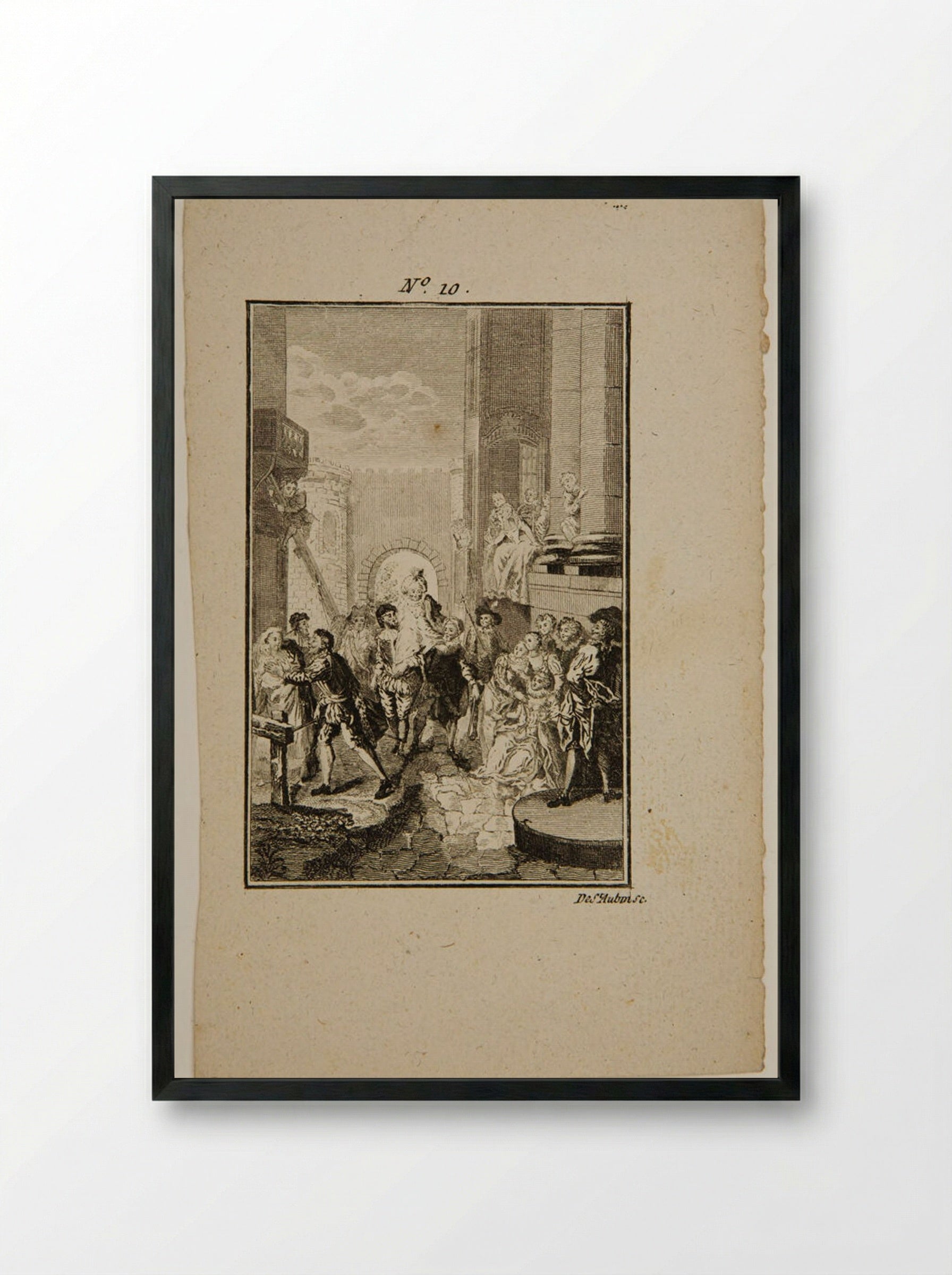 Sancho's Entrance to the Island of Bataria - Augustin de Saint-Aubin - Framed Print Black