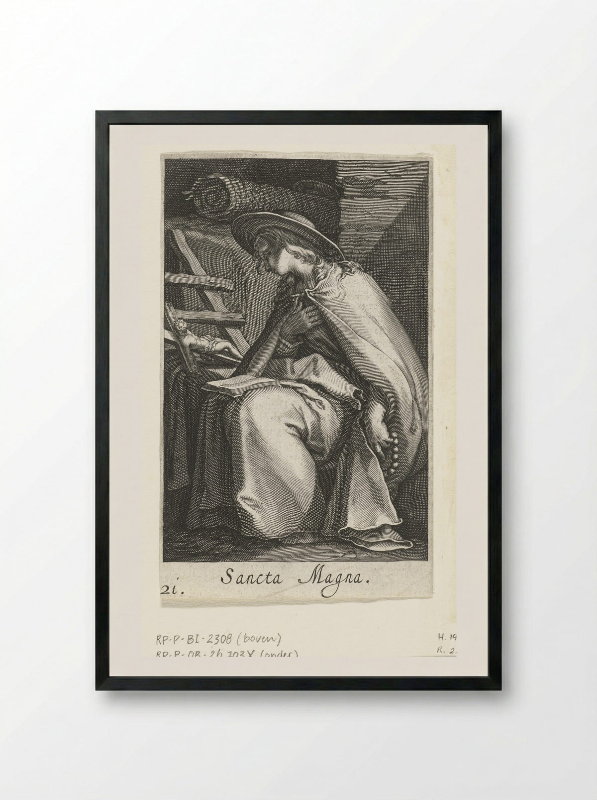 Sancta Magna (Saint Magna as a Hermit) - Boëtius Adamsz. Bolswert - Framed Print Black